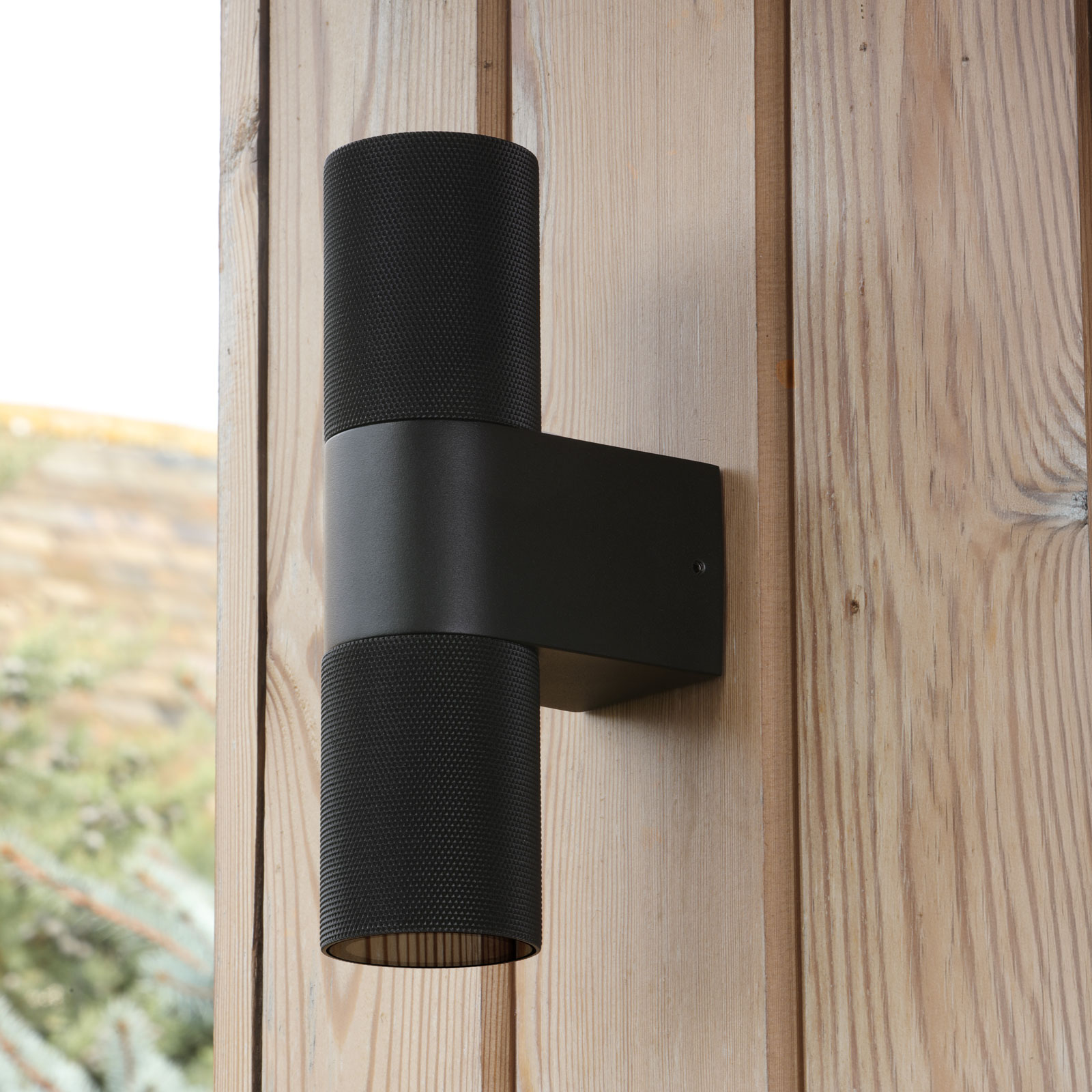 Obi 2 Light Outdoor Wall Light Matt Black IP54