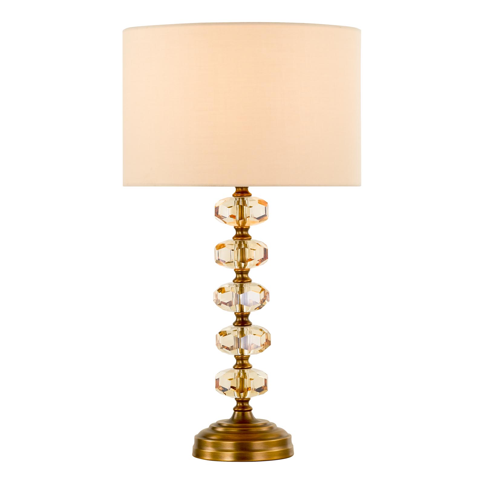 Oleana Table Lamp Antique Bronze and Amber Crystal With Shade
