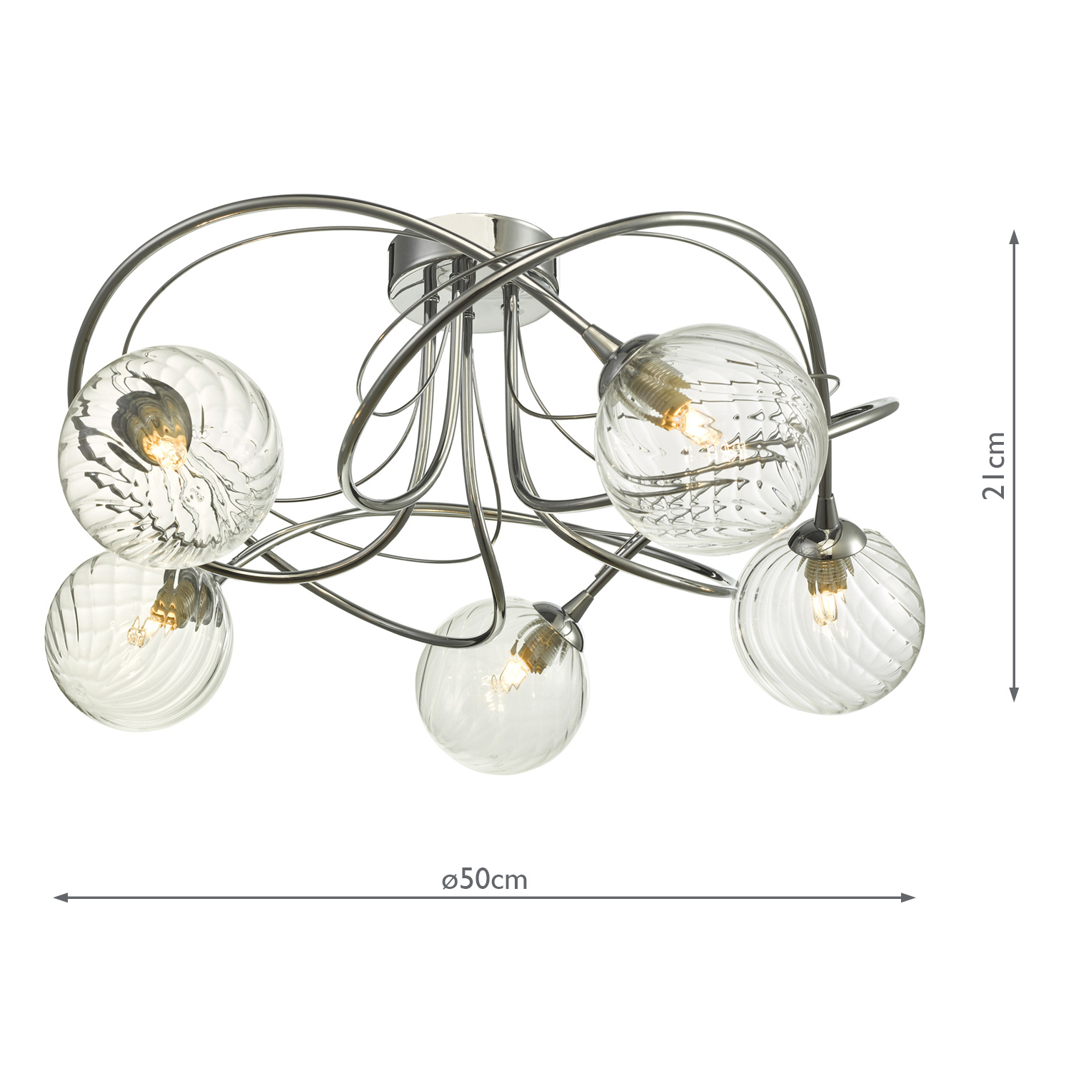 Onawa 5lt Semi Flush Polished Chrome With Twisted Glass