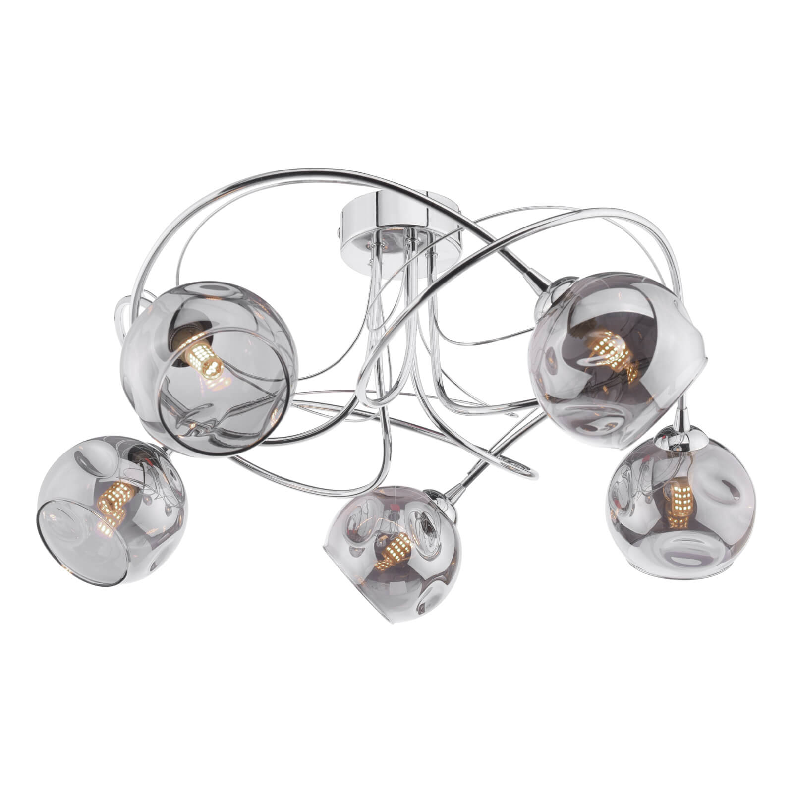Onawa 5lt Semi Flush Polished Chrome With Organic Smoked Glass