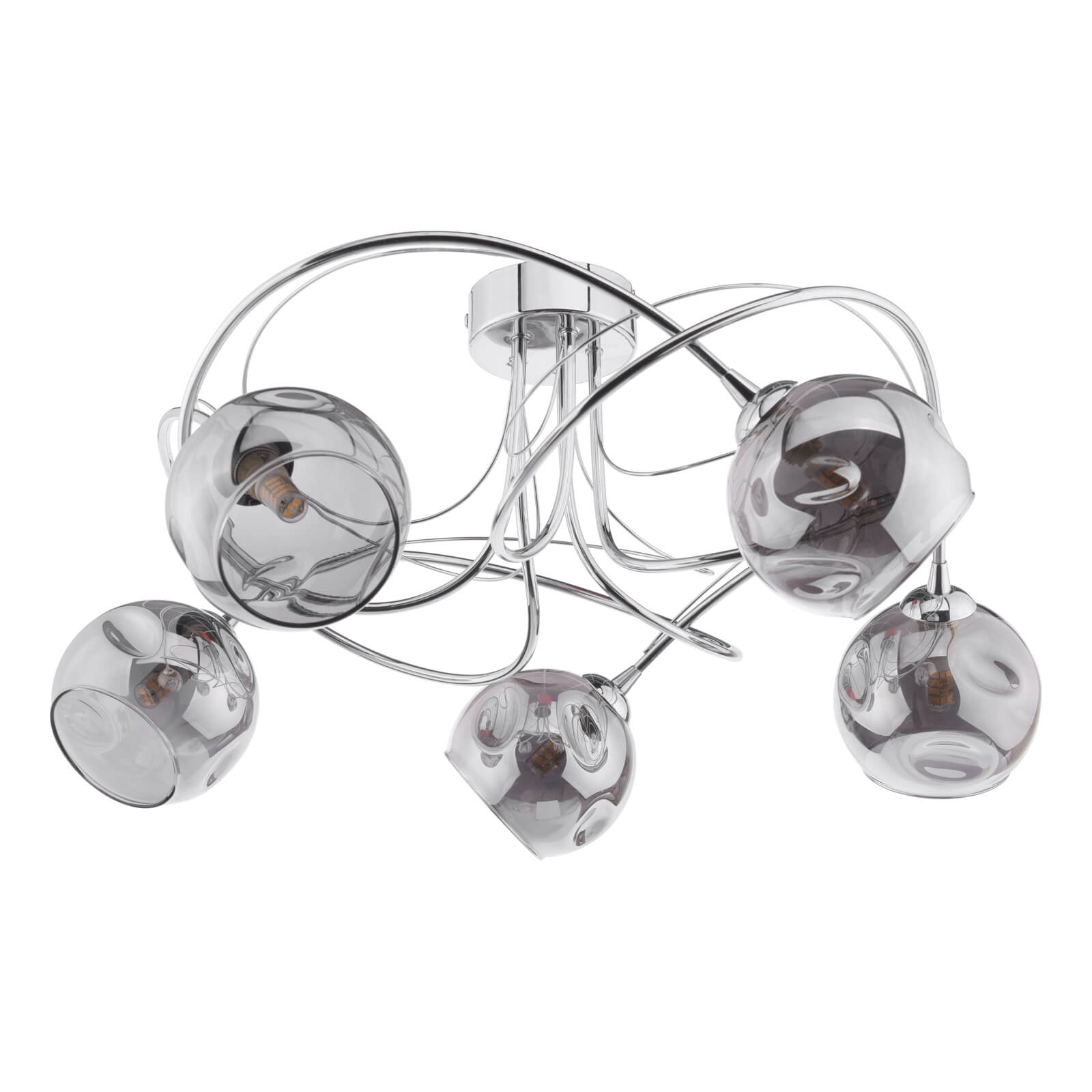 Onawa 5lt Semi Flush Polished Chrome With Organic Smoked Glass