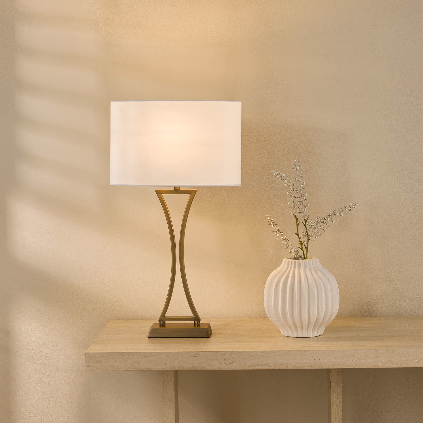 Oporto Table Lamp Aged Brass With Shade