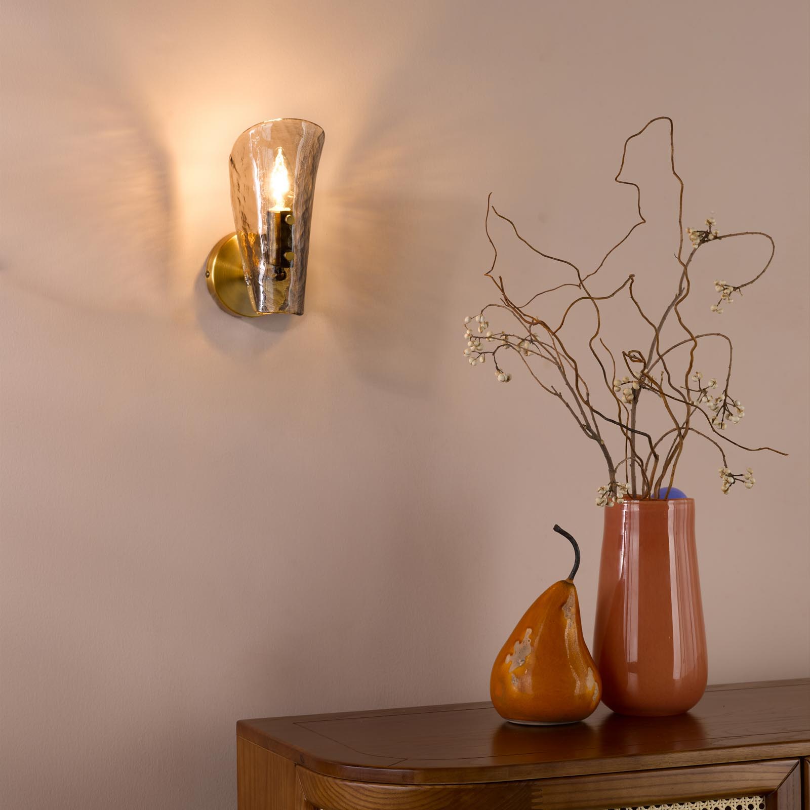 Ordelle Adjustable Wall Light Antique Bronze and Tea Smoked Glass