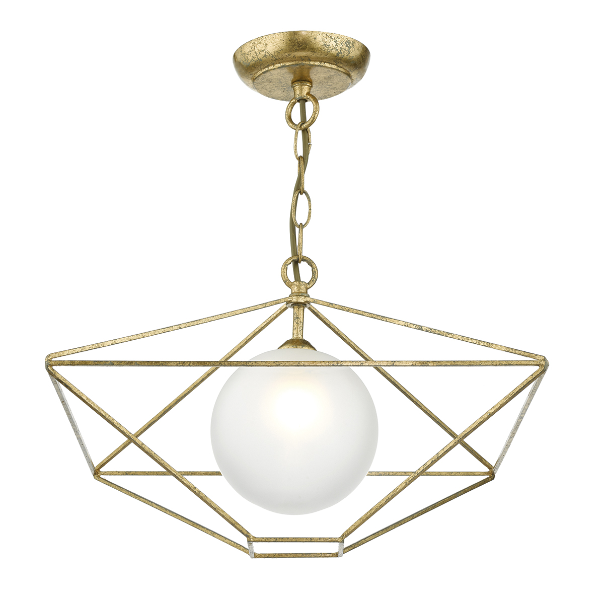 Orsini 1 Light Pendant Antique Gold Opal Glass Shade 