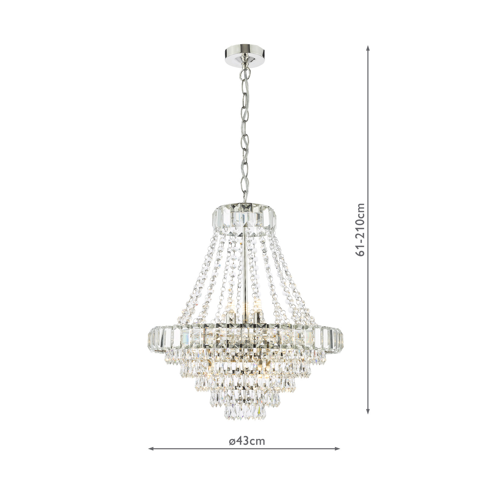 Osborne House 12 Light Chandelier Polished Nickel and Crystal
