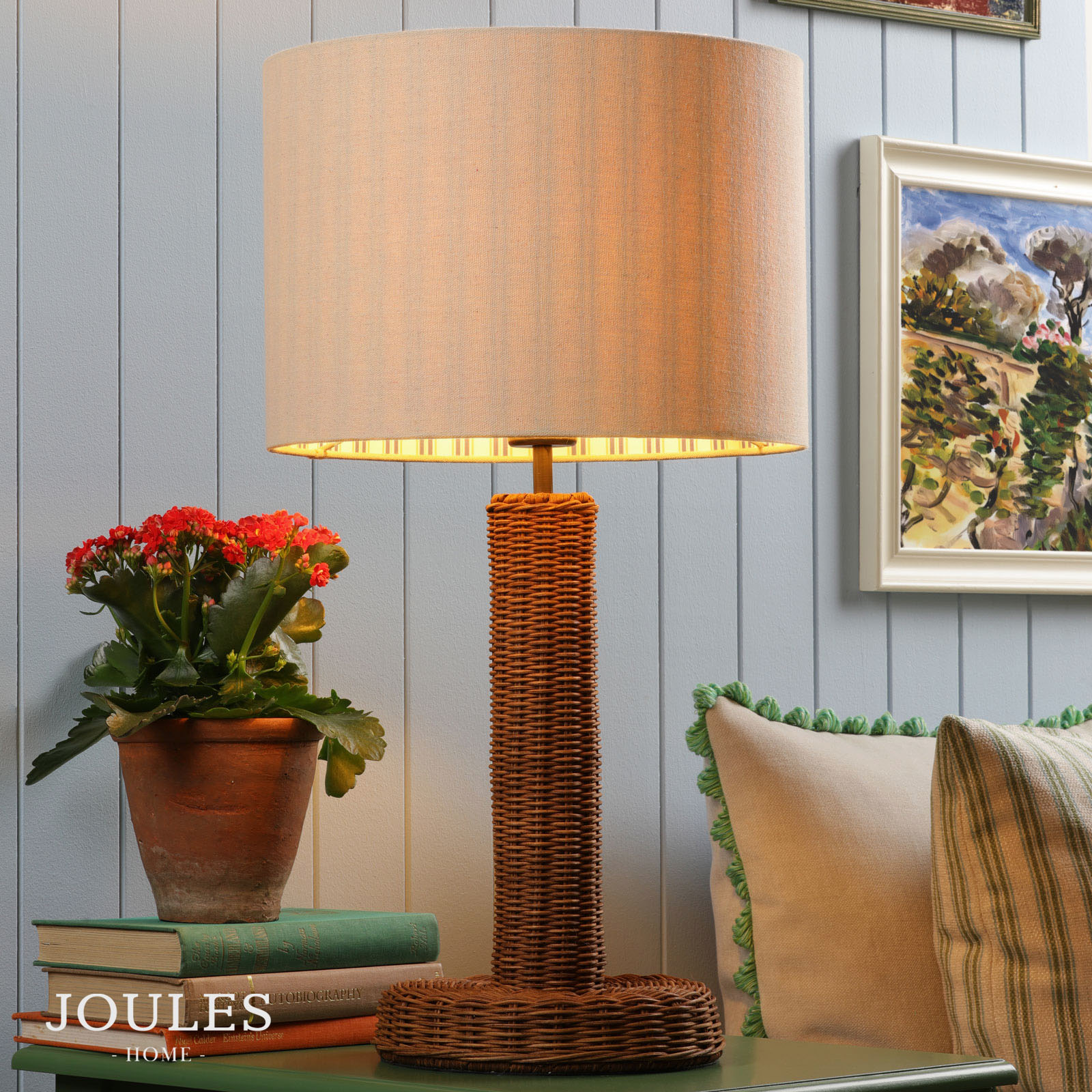 Joules Portree Table Lamp Rattan and Satin Bronze With Shade