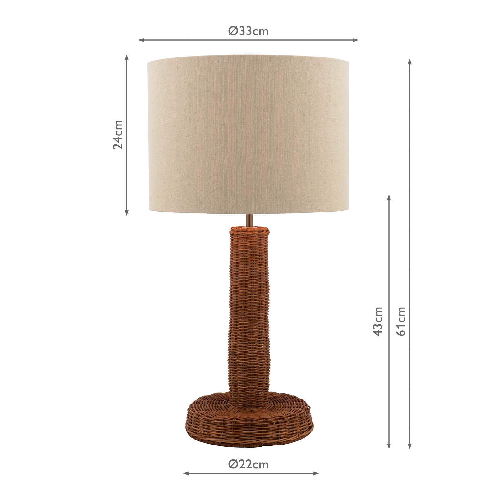 Joules Portree Table Lamp Rattan and Satin Bronze With Shade