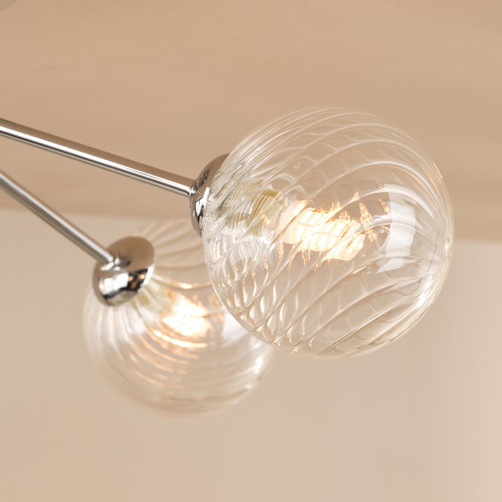 Poyen 5 Light Semi-Flush Polished Chrome and Ribbed Glass