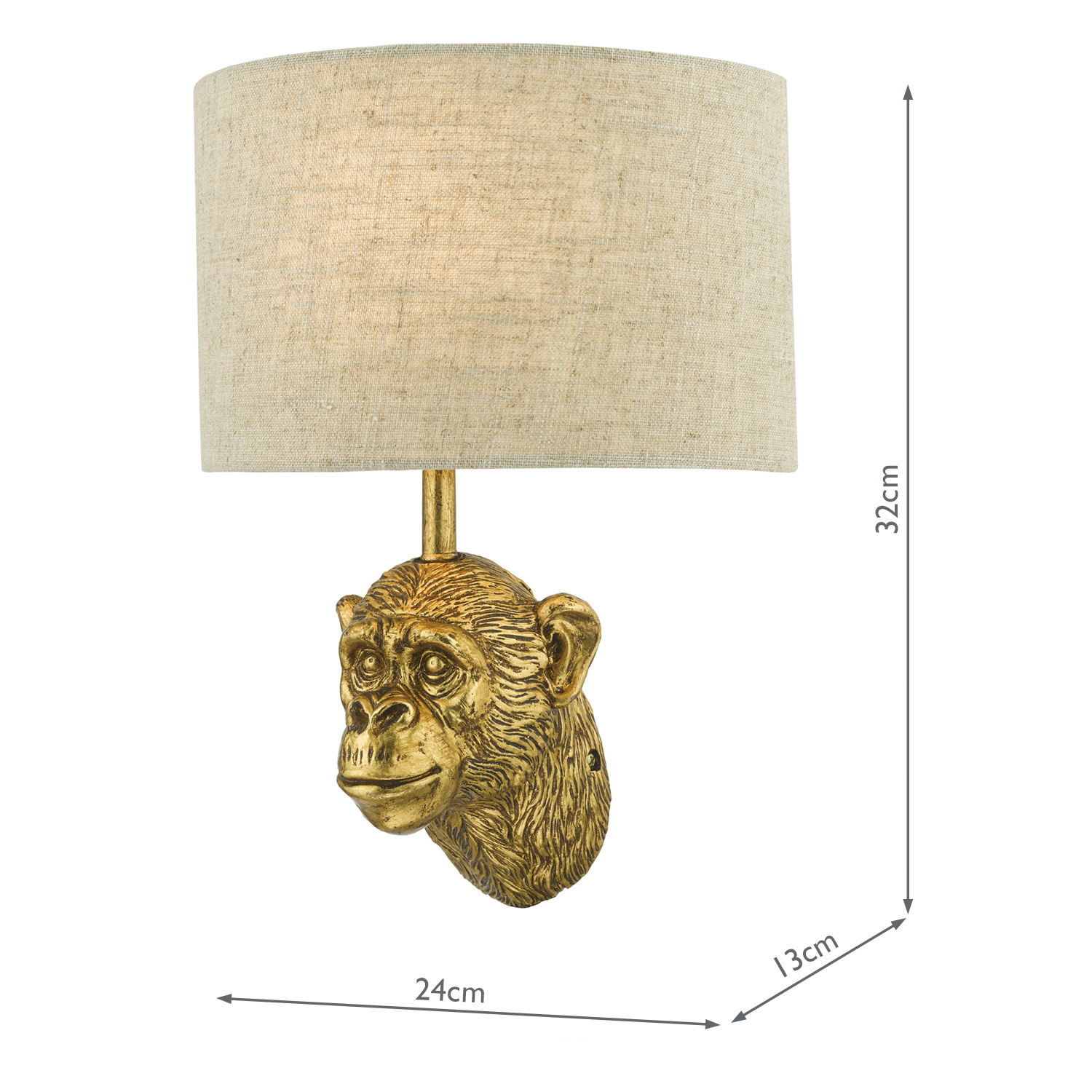 Raul Monkey Wall Light Gold With Shade