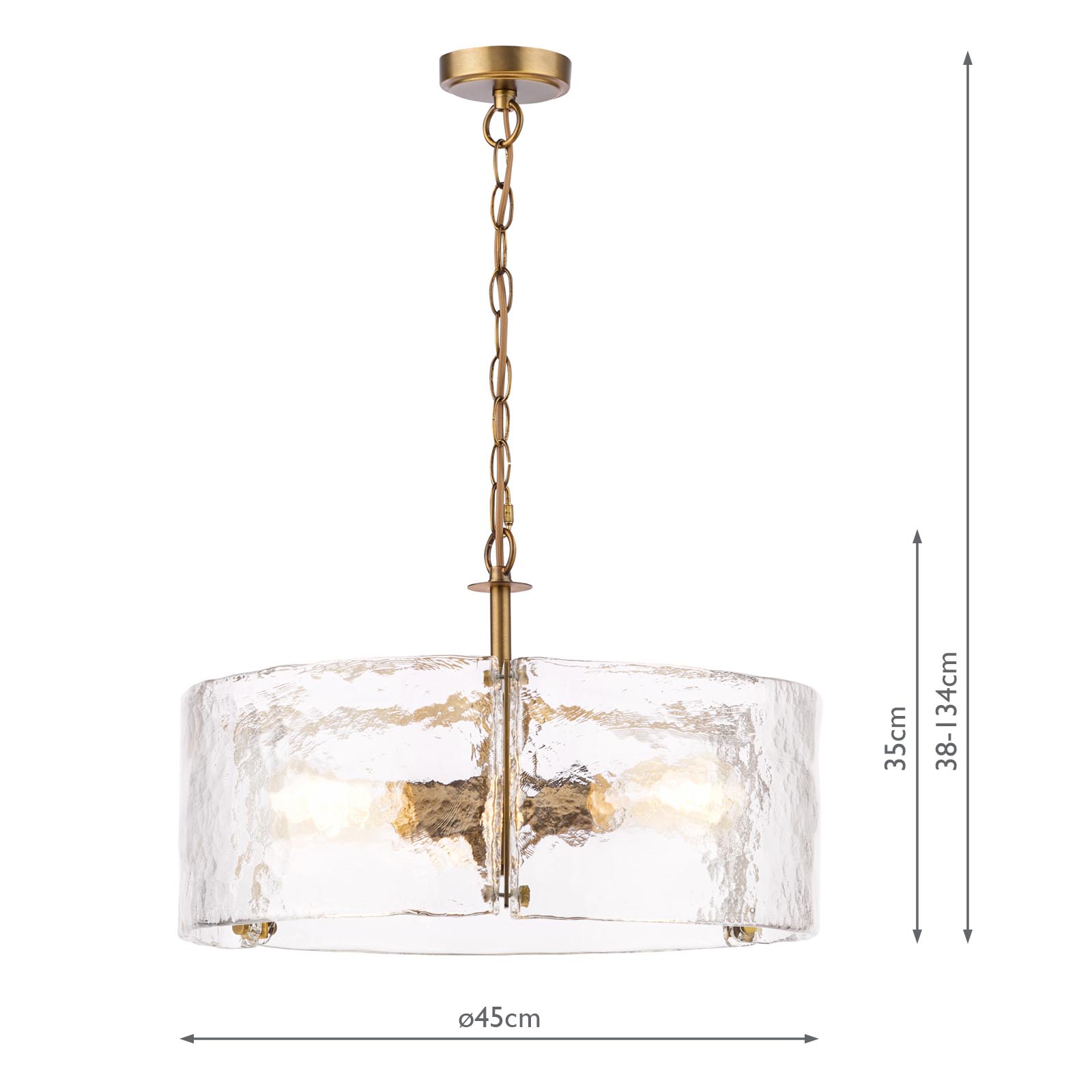 Ravis 3 Light Pendant Antique Bronze and Textured Glass