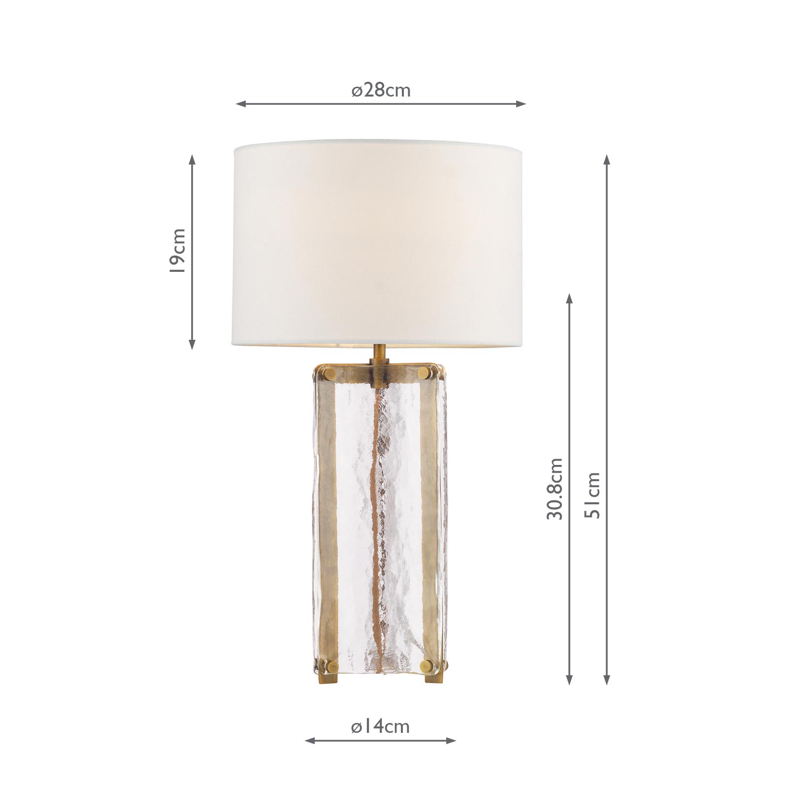 Ravis Table Lamp Antique Bronze and Textured Glass With Shade