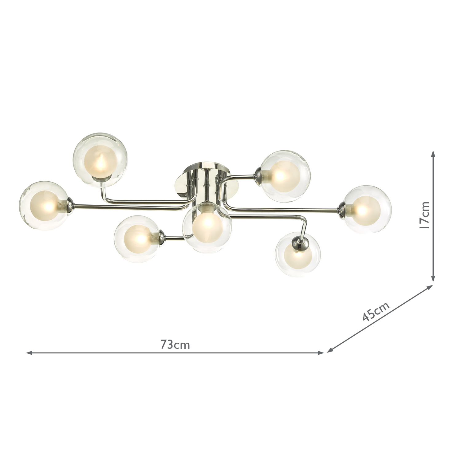 Reyna 7lt Semi Flush Polished Chrome With Clear/Opal Glass