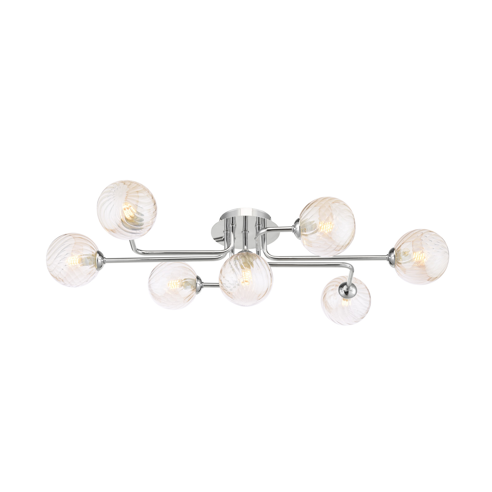 Reyna 7lt Semi Flush Polished Chrome With Twisted Amber Glass