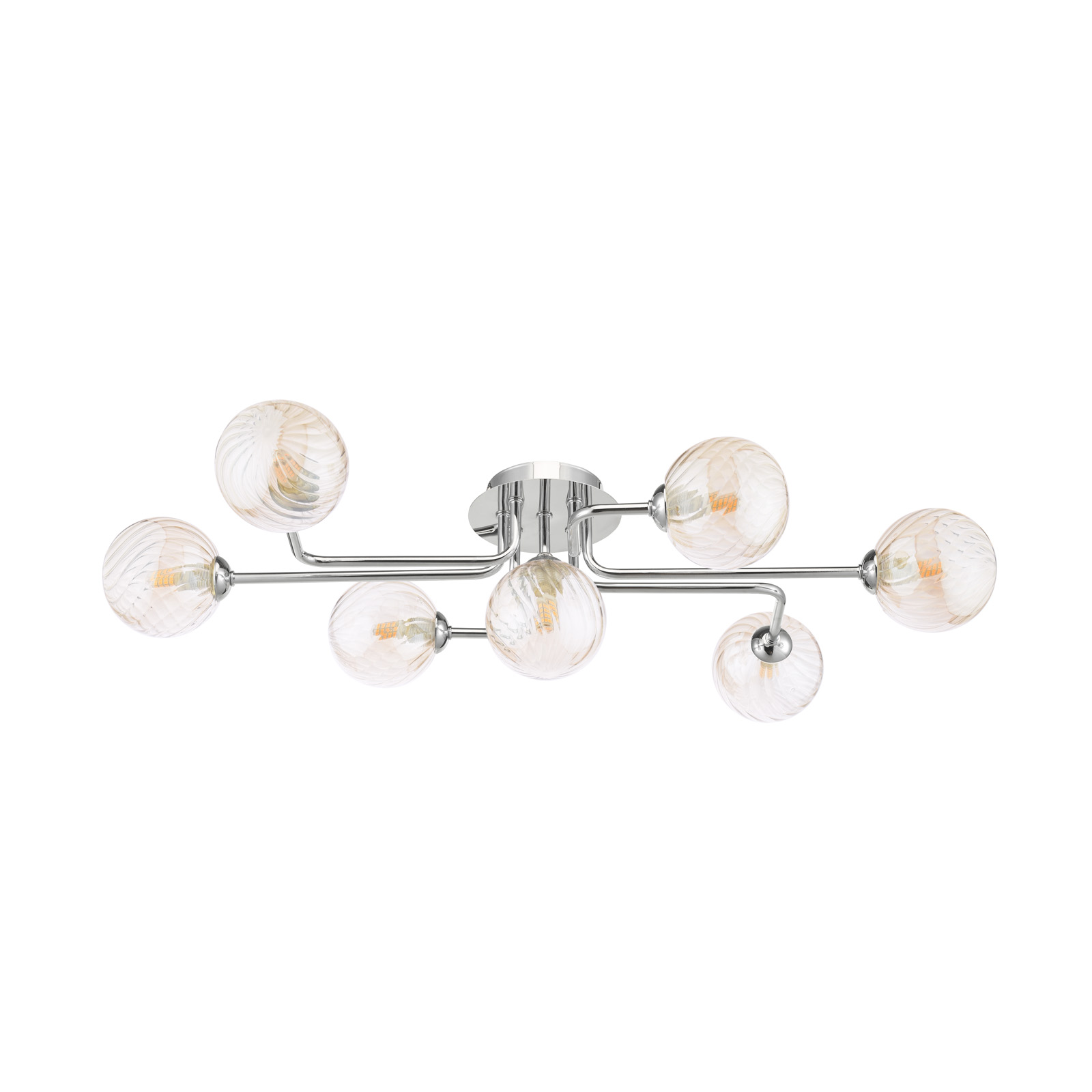 Reyna 7lt Semi Flush Polished Chrome With Twisted Amber Glass