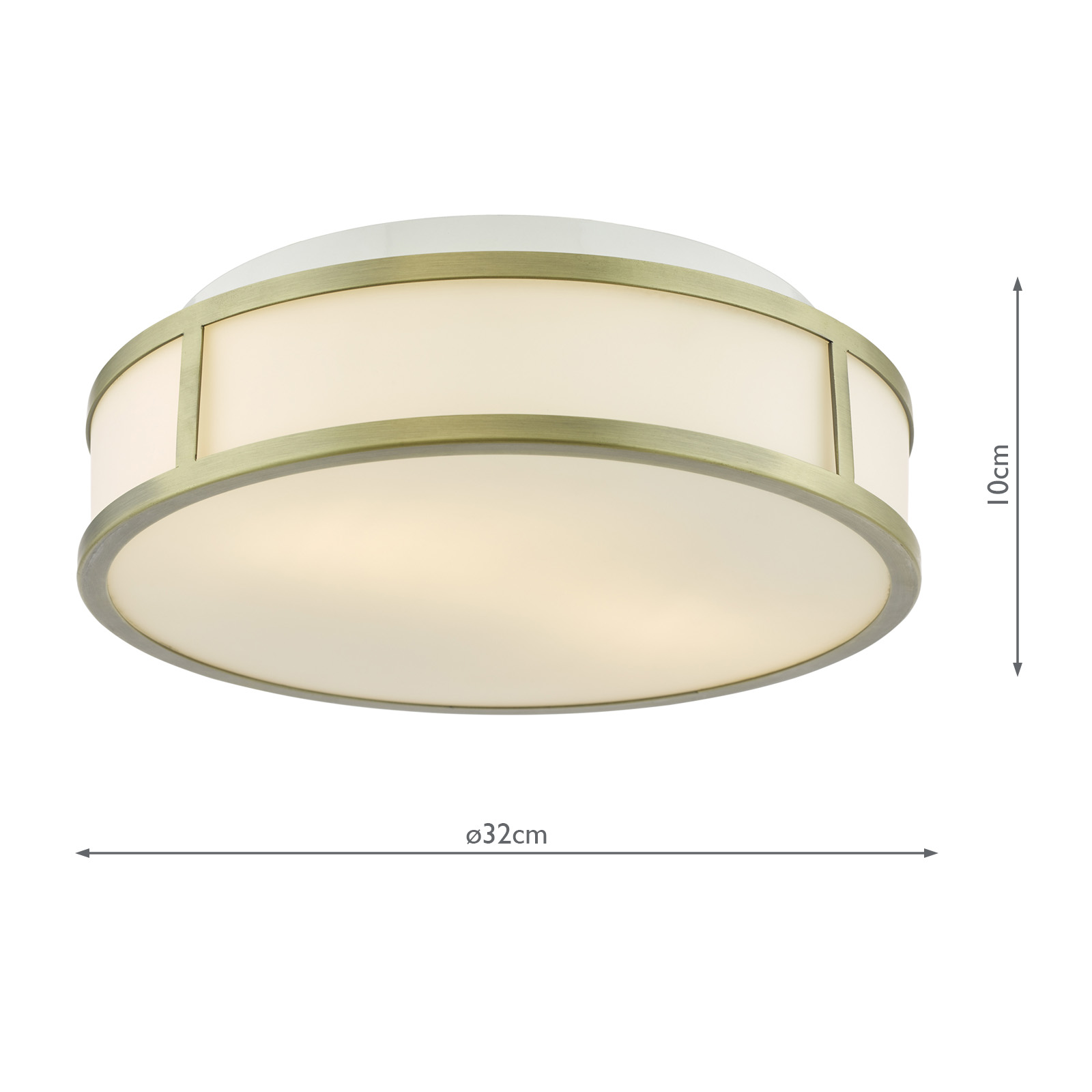 Royce 2 Light Bathroom Flush Matt Antique Brass and Opal Glass IP44