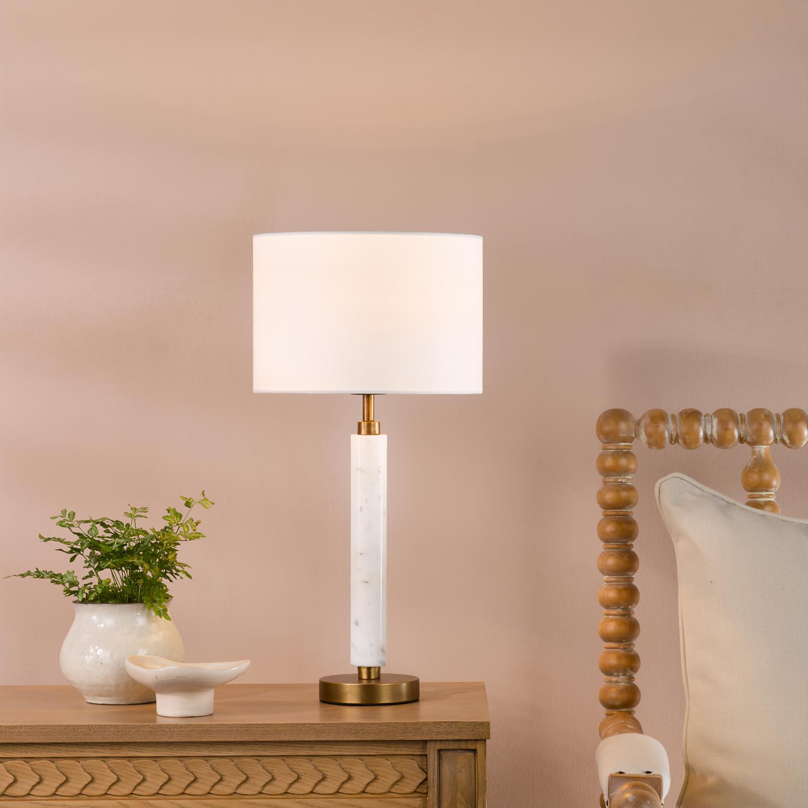 Ruperta Table Lamp Antique Bronze and Marble  With Shade