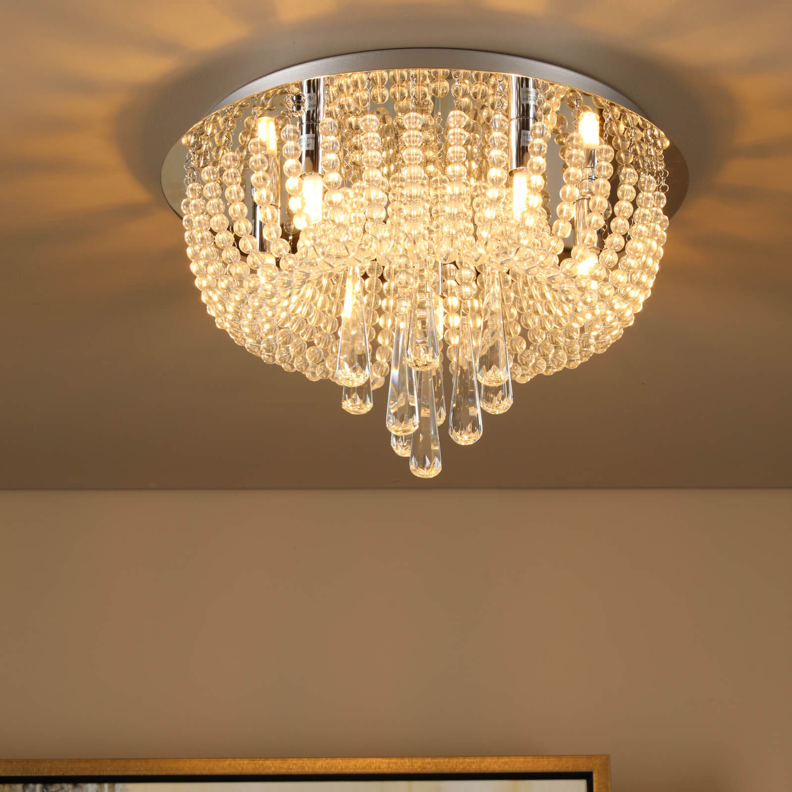 Saigon 5 Light Flush Crystal and Polished Chrome