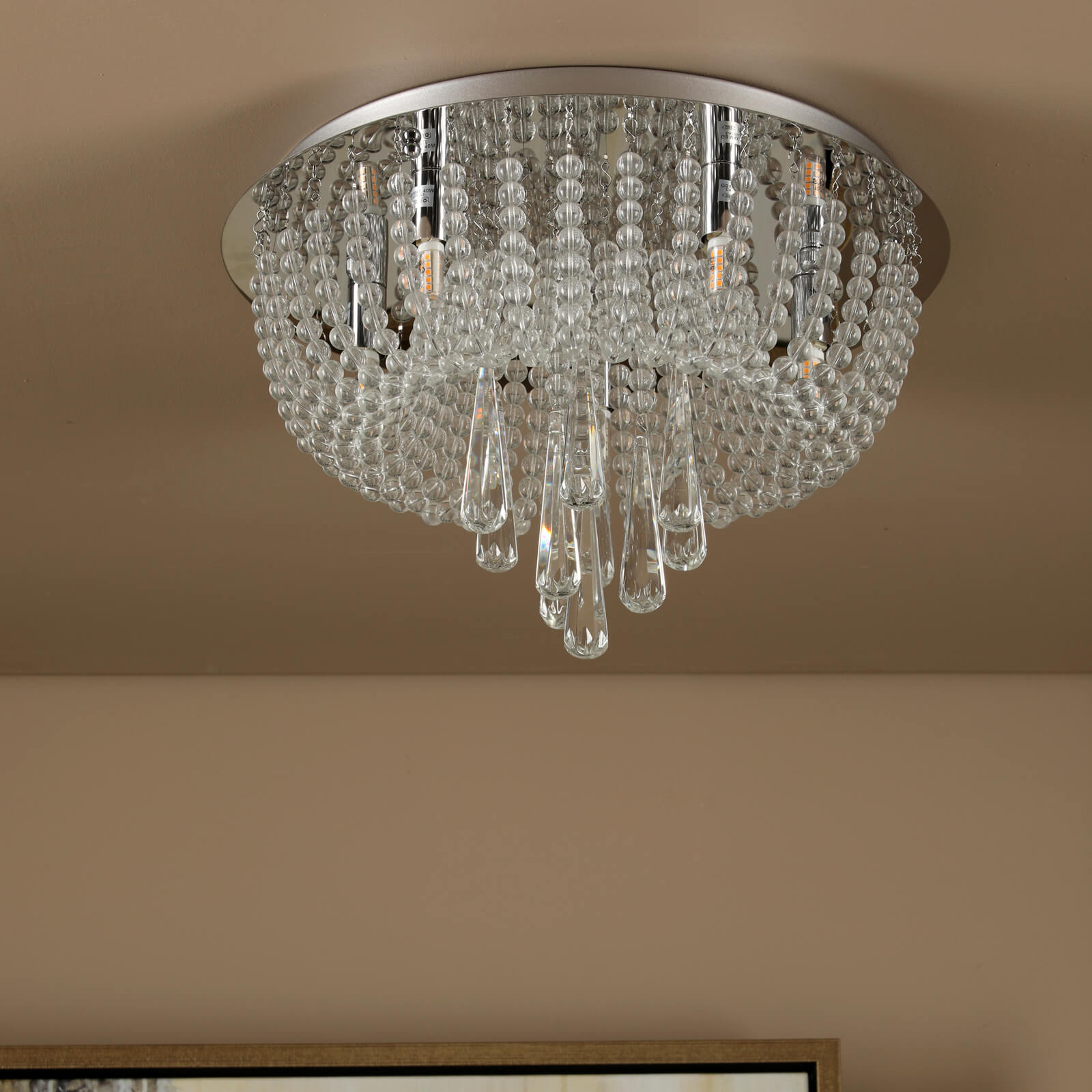 Saigon 5 Light Flush Crystal and Polished Chrome