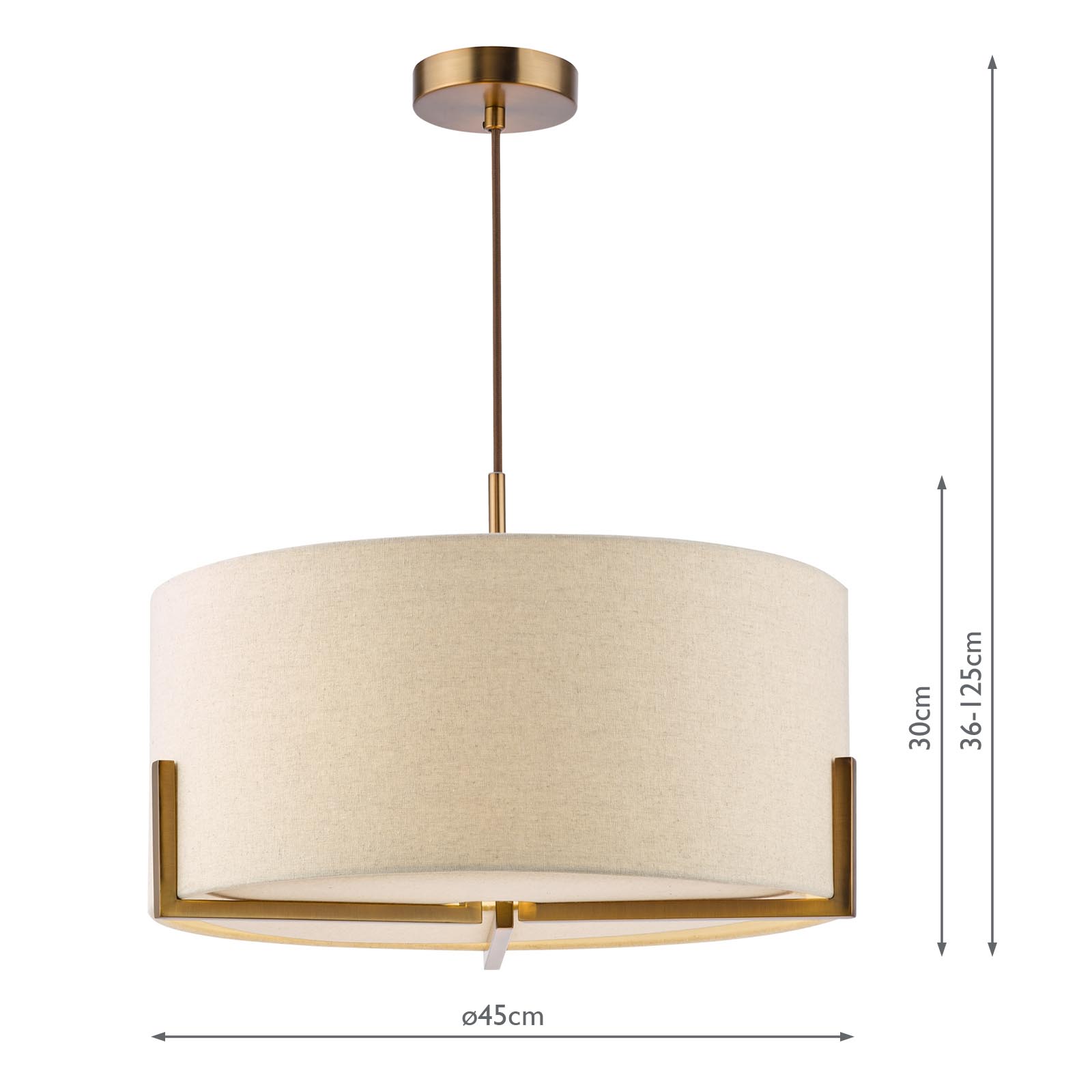 Santino 3 Light Pendant Antique Bronze With Natural Linen Shade