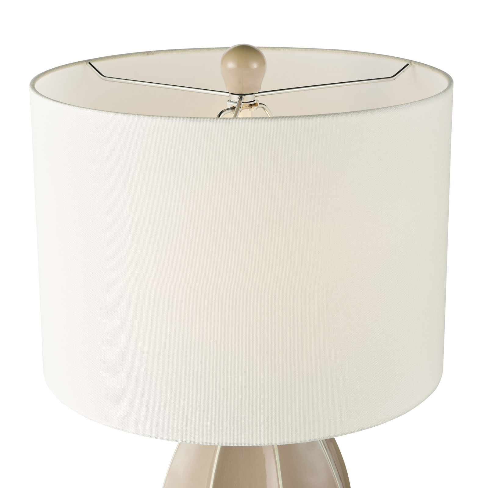 Saundra Table Lamp Taupe Ceramic and Matt Antique Brass With Shade
