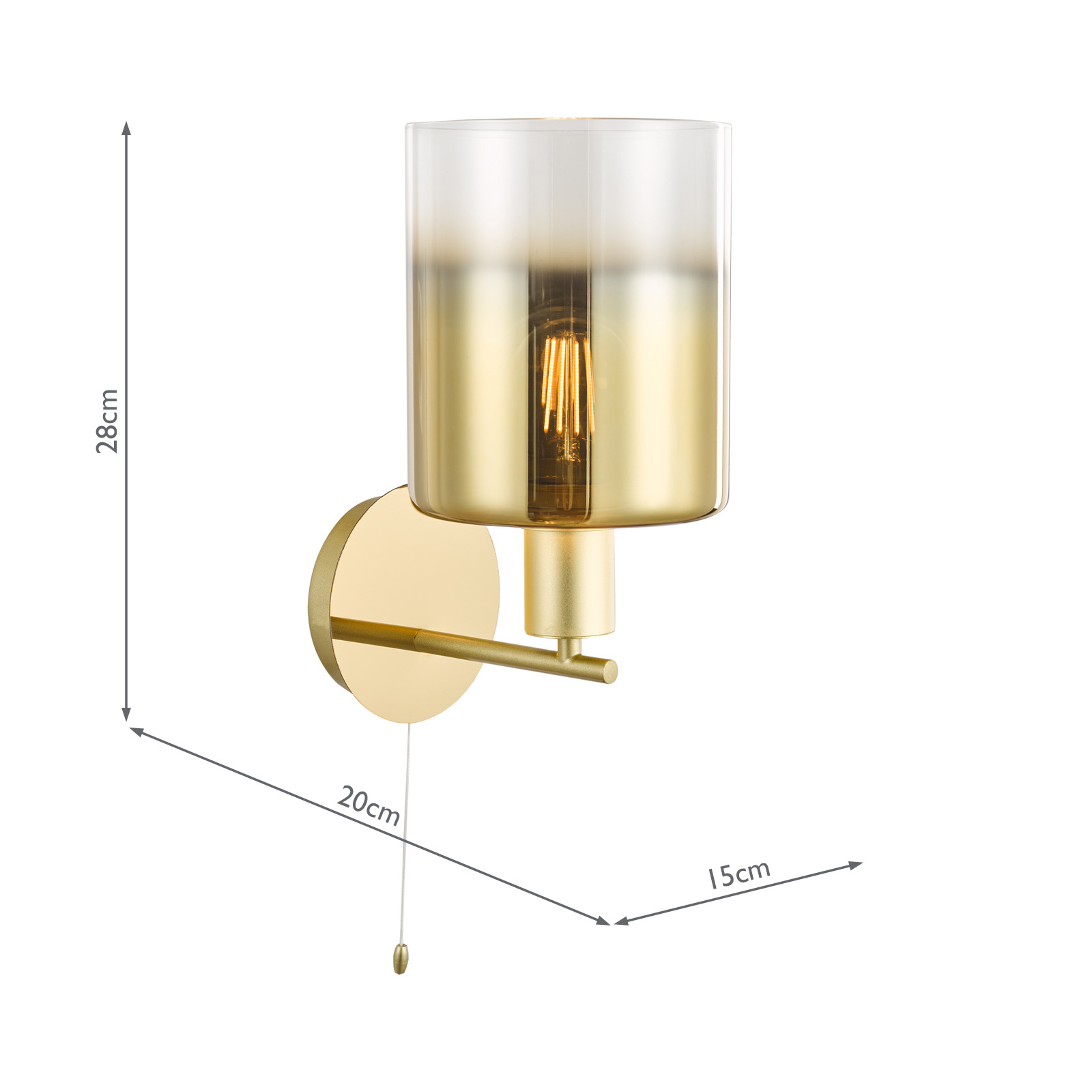 Savannah Wall Light Satin Gold and Gold Ombre Glass