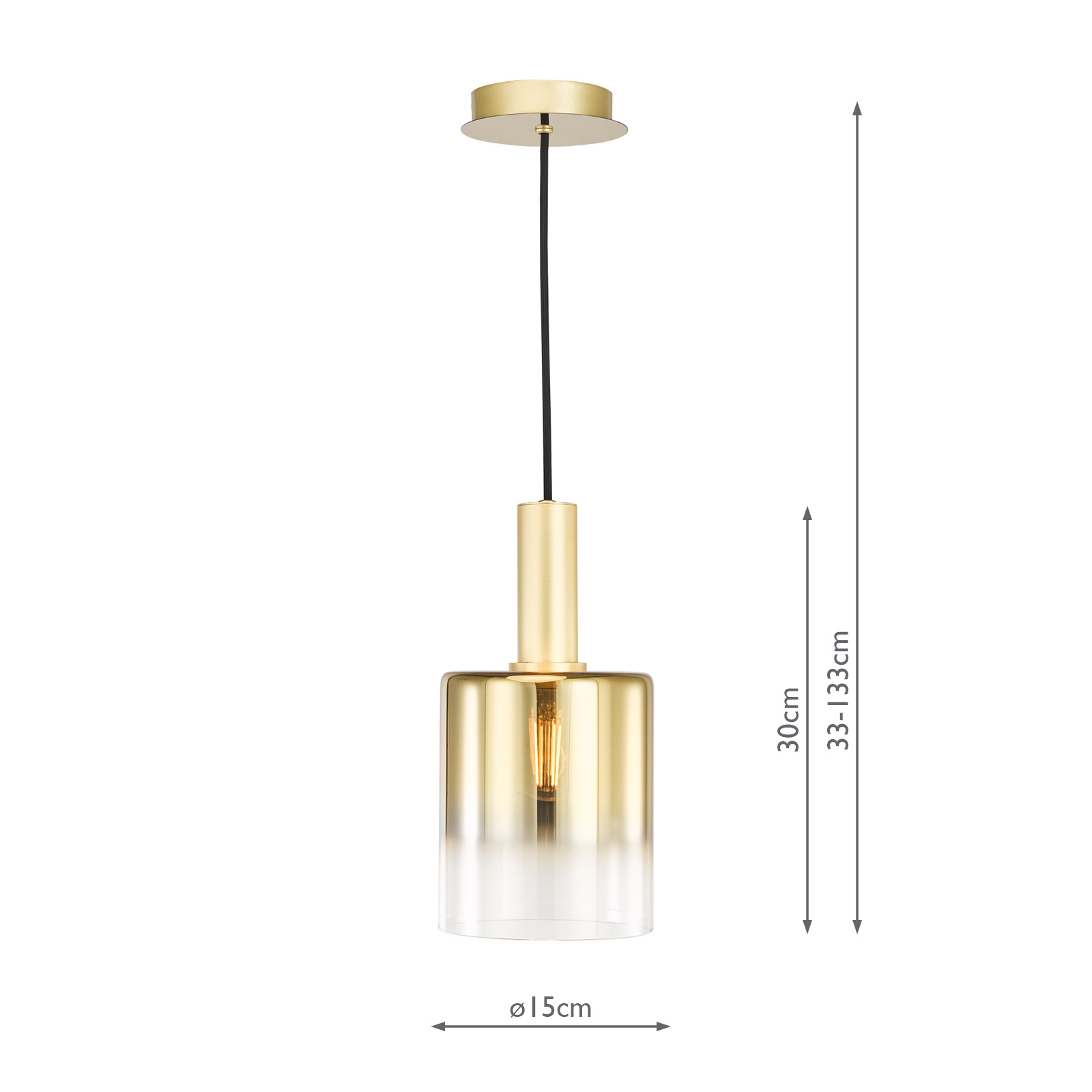 Savannah Pendant Satin Gold and Gold Ombre Glass