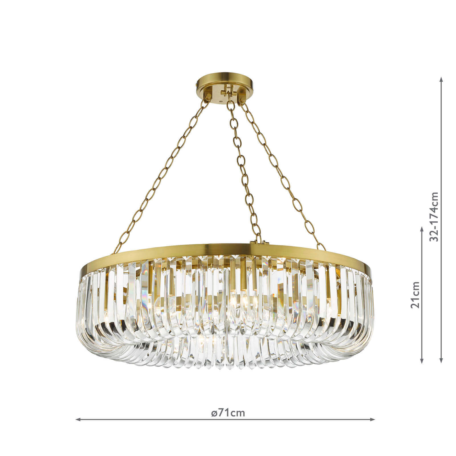 Sigourney 8 Light Pendant Satin Gold and Crystal