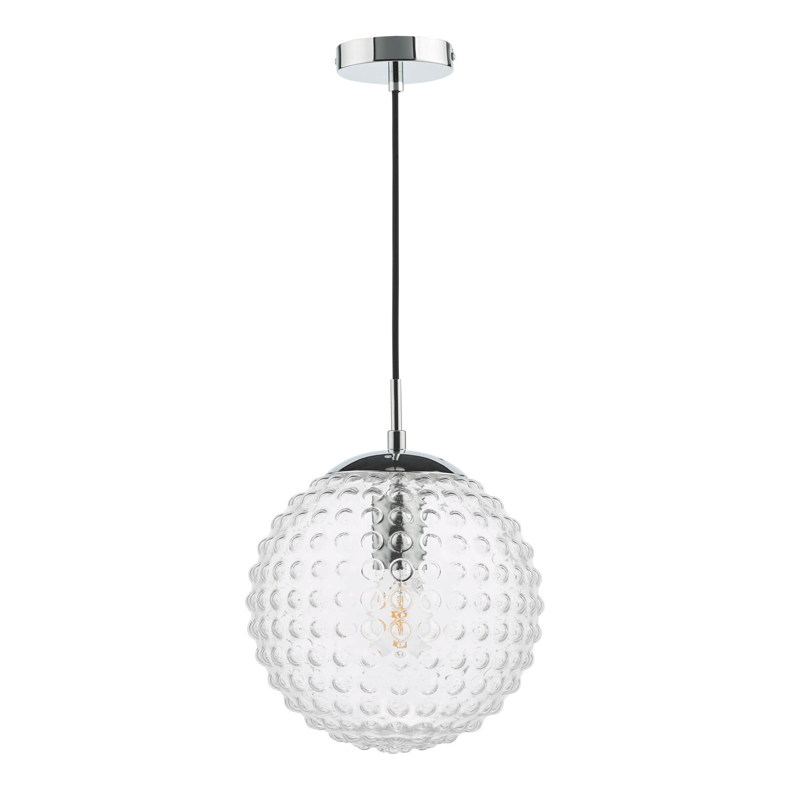 Hobnail Pendant Polished Chrome & Clear Glass