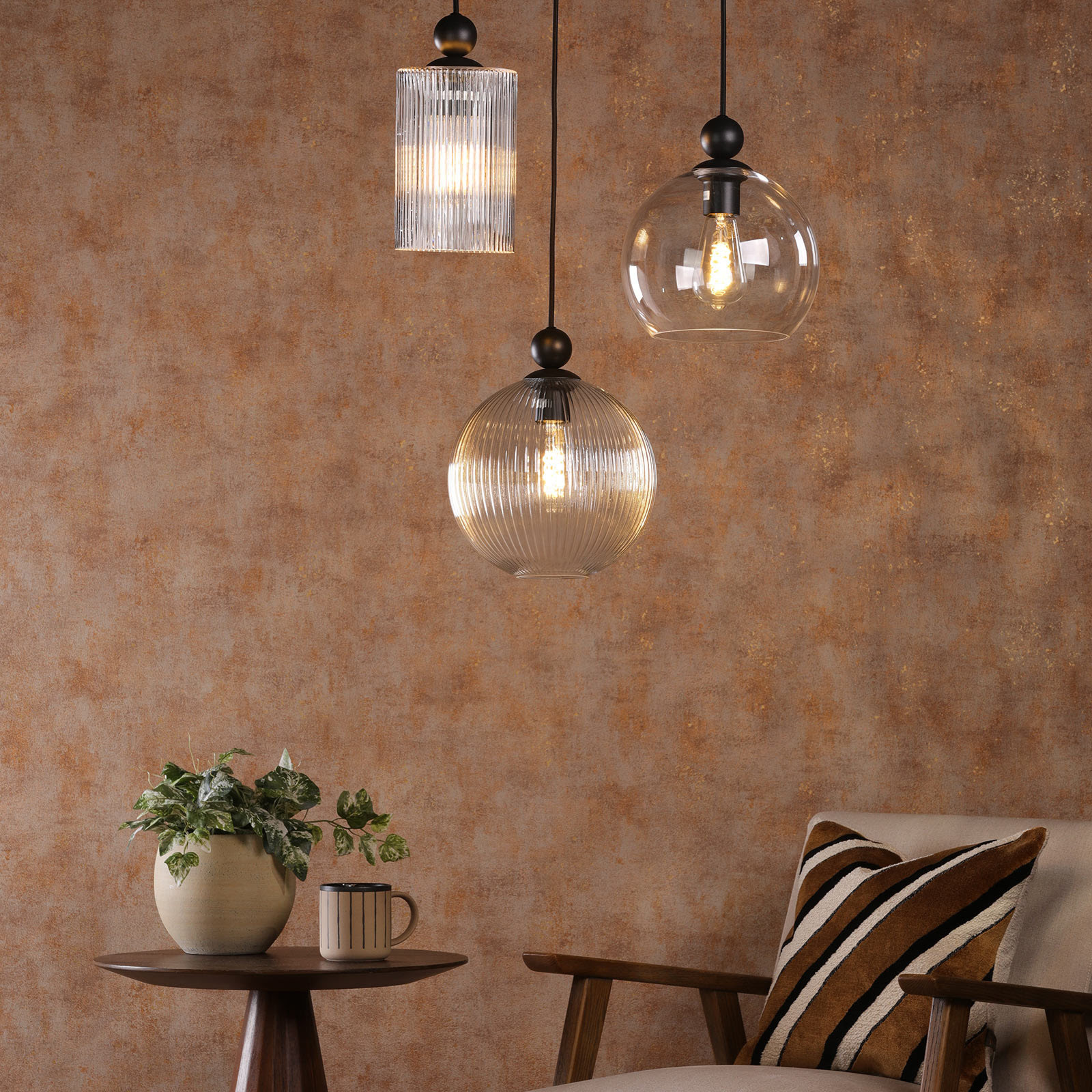 1 Light Matt Black E27 Suspension