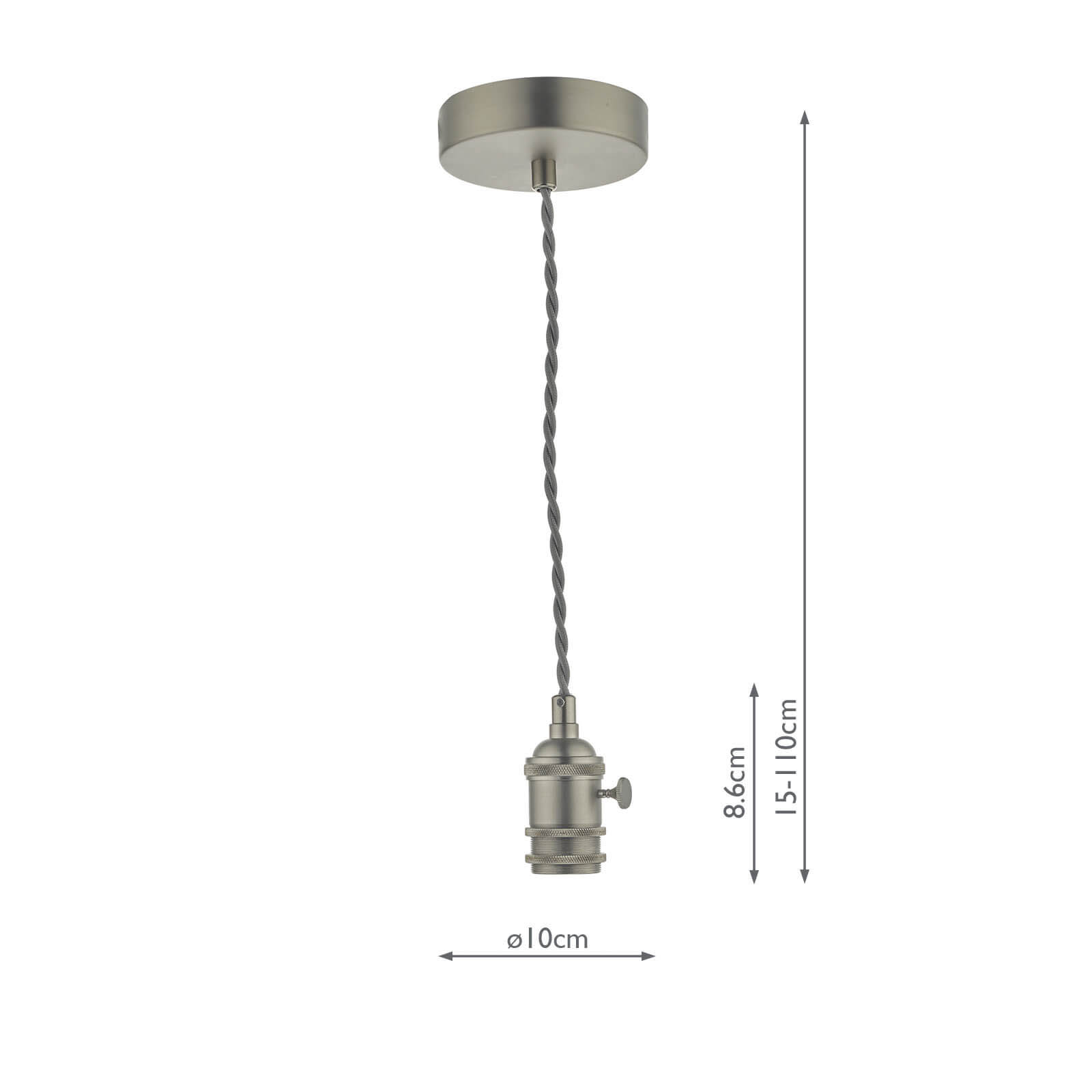1 Light E14 Suspension Antique Chrome