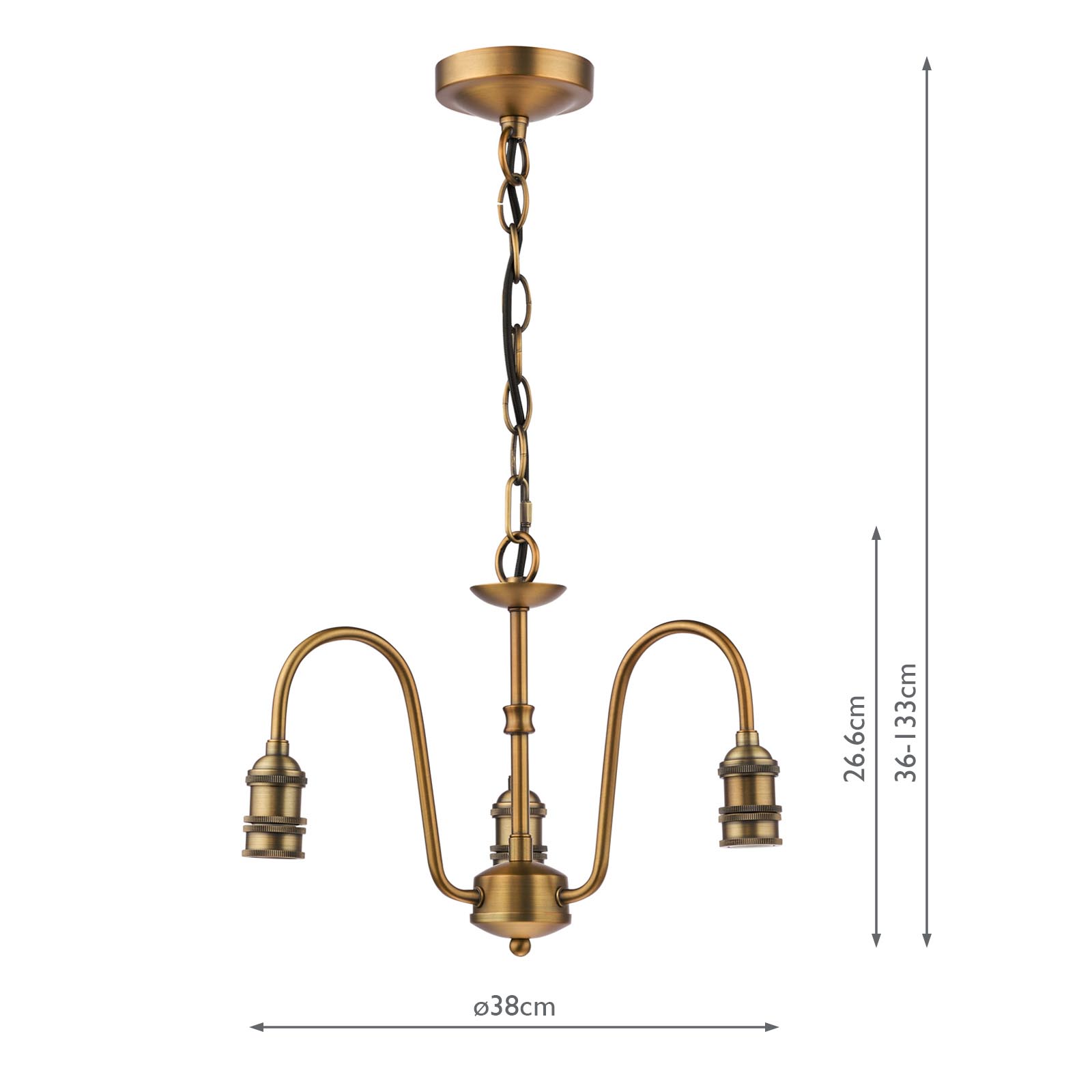 3 Light E14 Armed Suspension Antique Bronze
