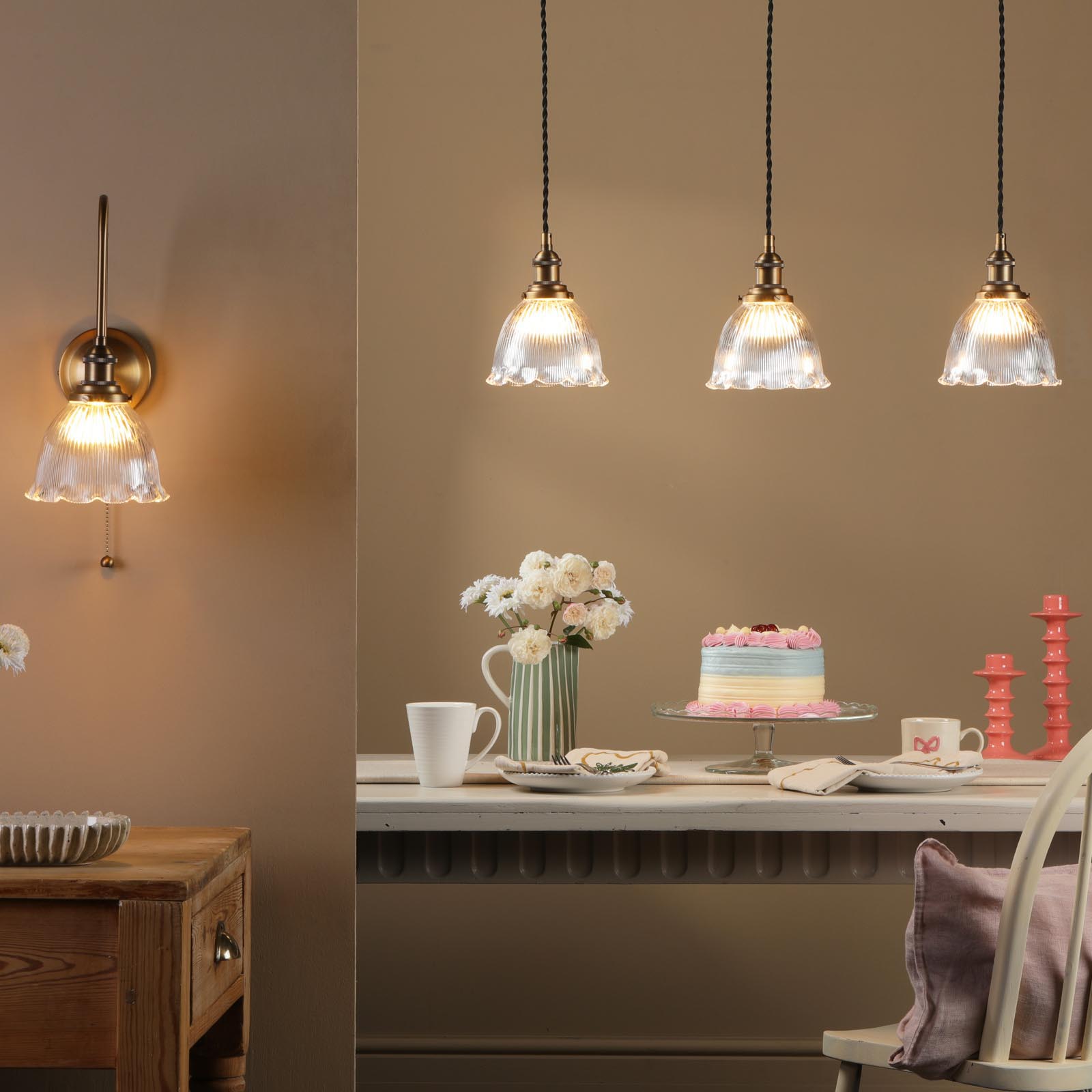 3 Light E14 Bar Suspension Antique Bronze