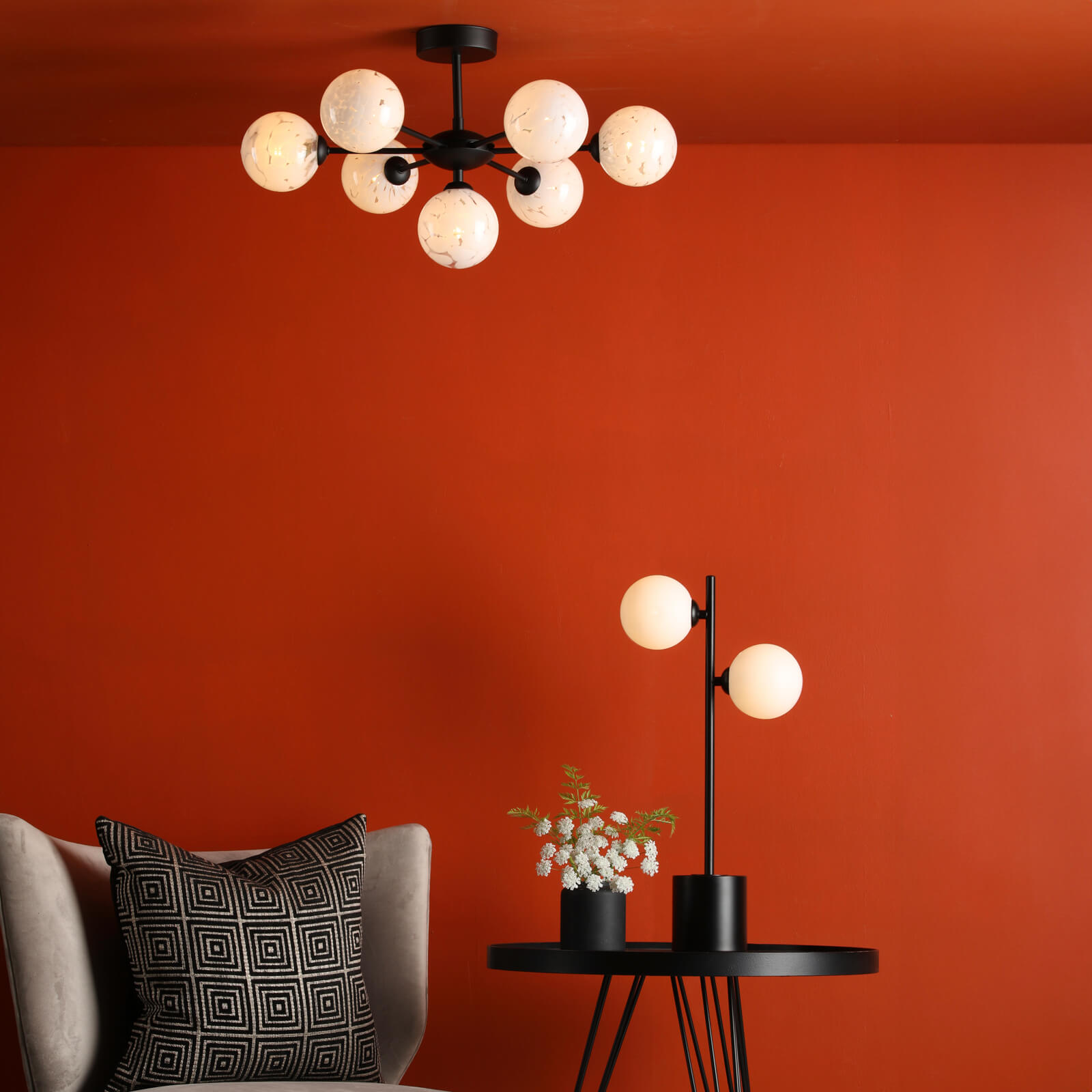 Spiral 2 Light Table Lamp Matt Black With Opal Glass