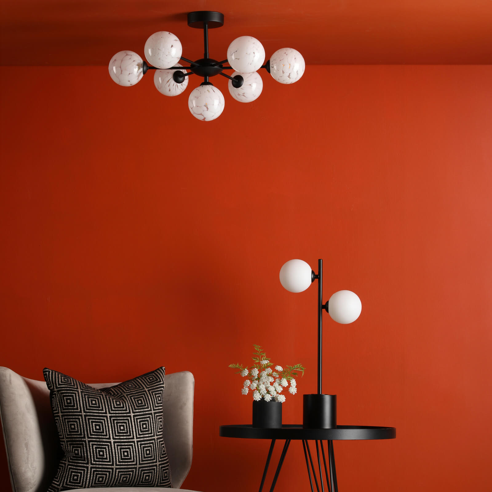 Spiral 2 Light Table Lamp Matt Black With Opal Glass