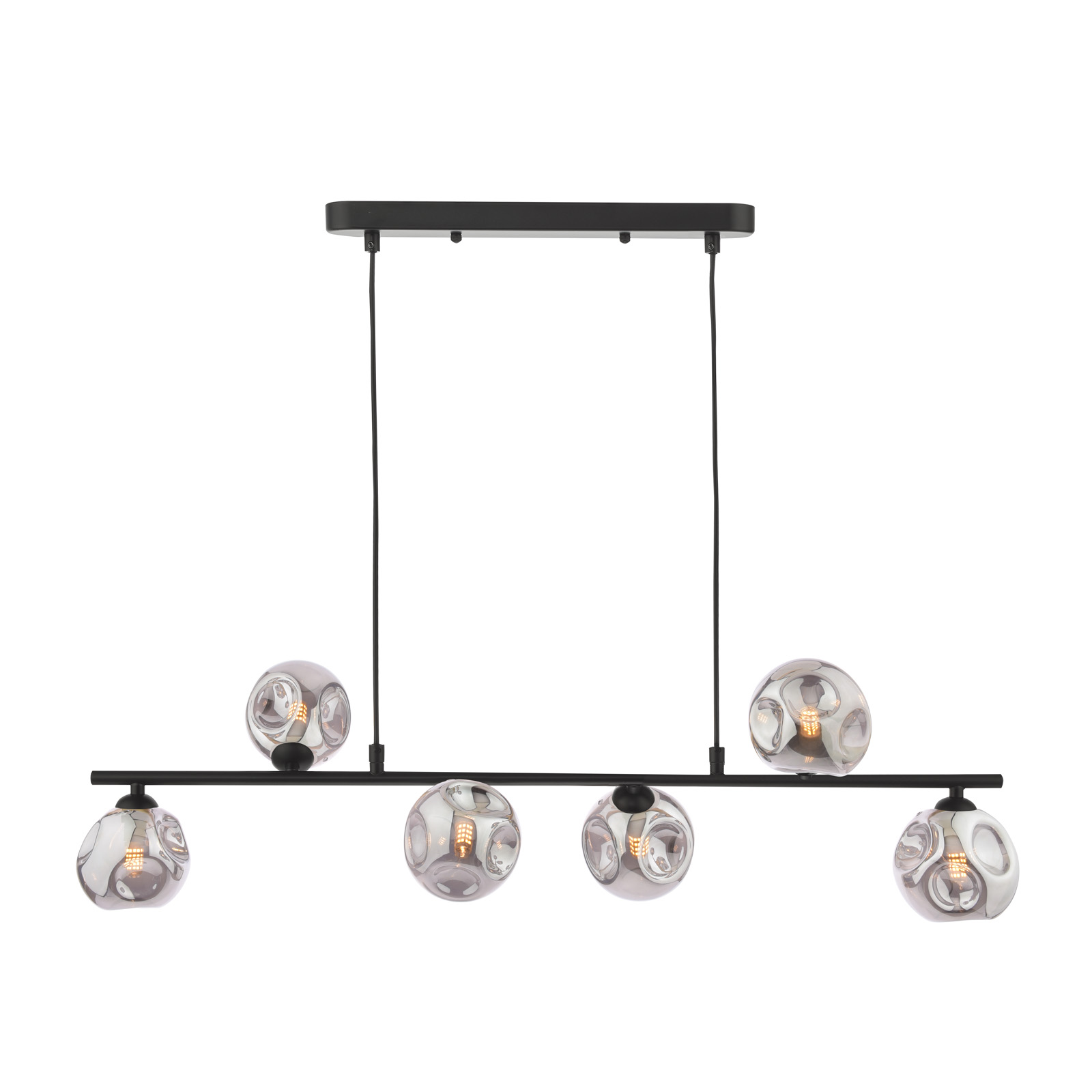 Spiral 6 Light Bar Pendant Matt Black With Closed Organic Smoked Glass