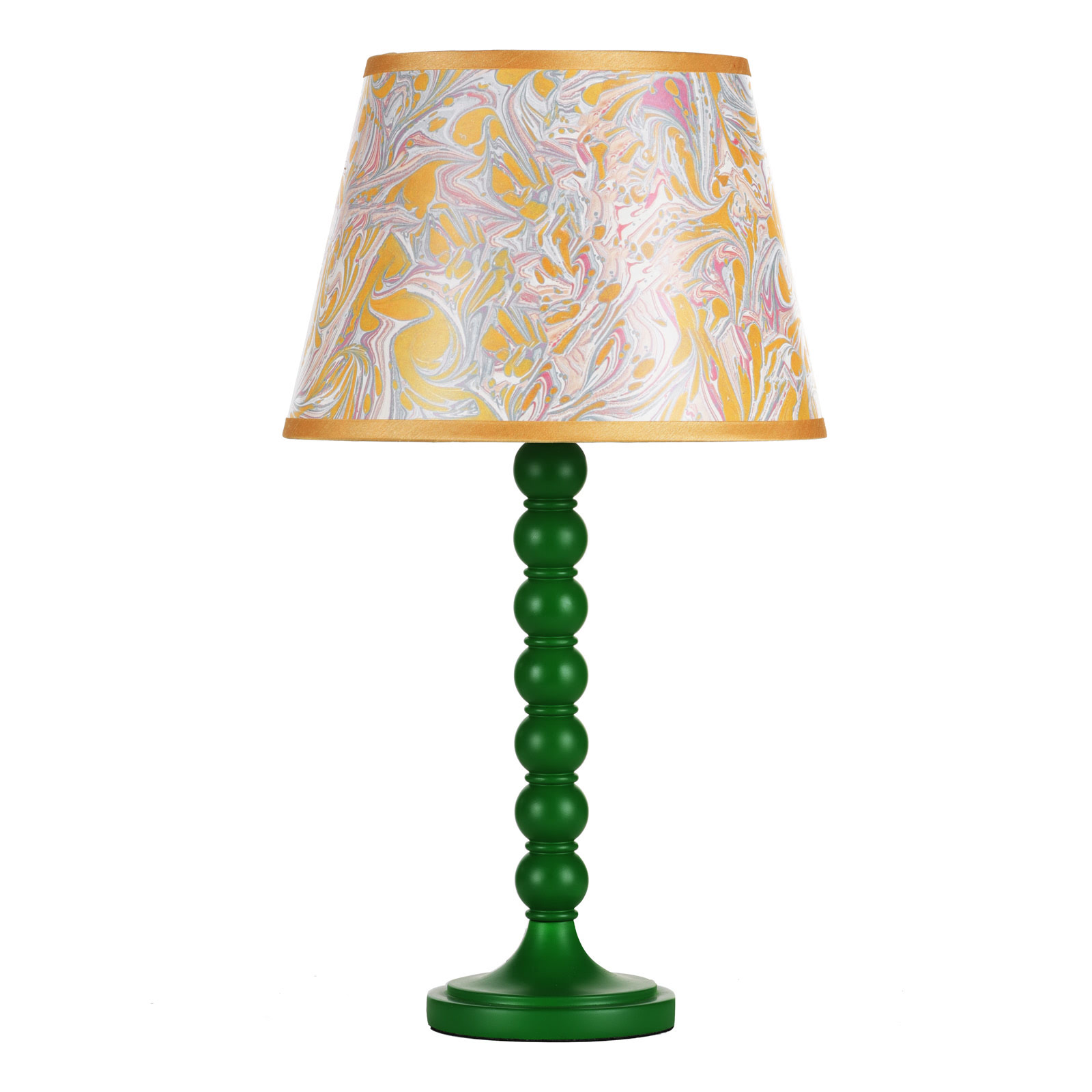 Spool Table Lamp Green With Shade