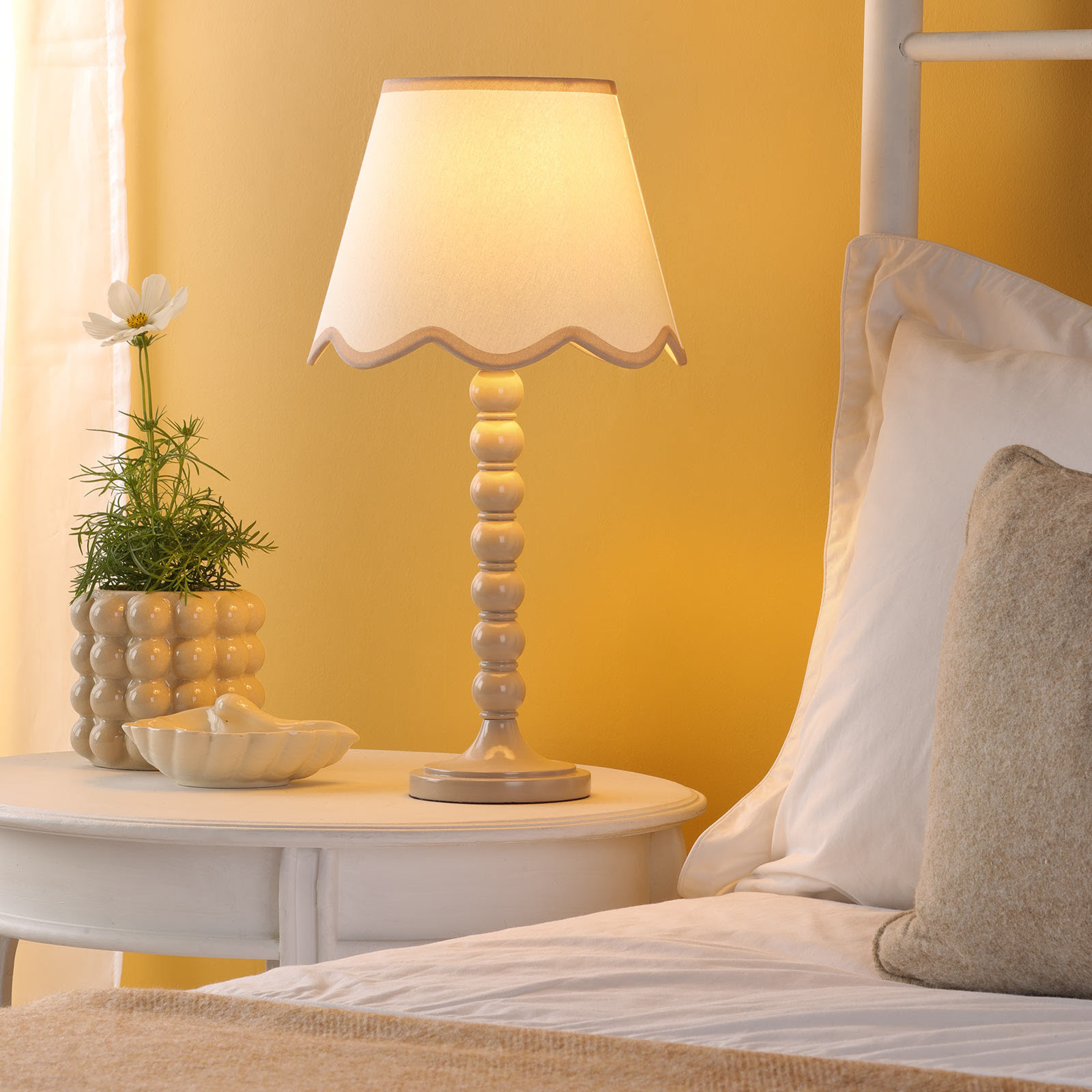 Spool Table Lamp Taupe With Shade