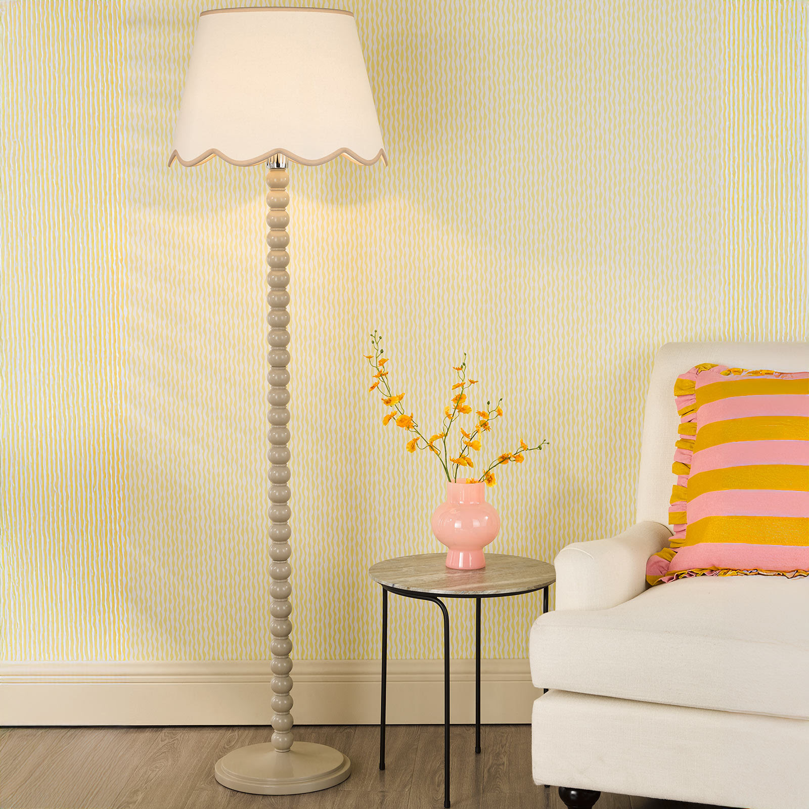 Spool Floor Lamp Taupe With Shade