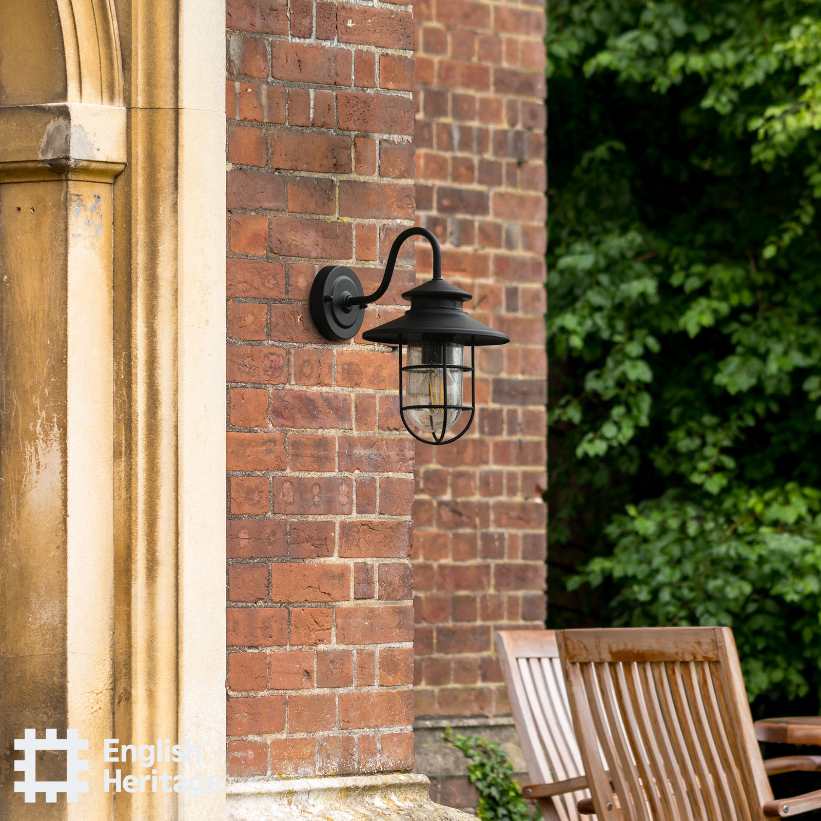 Audley End Stables Outdoor Wall Light Matt Black and Glass IP44