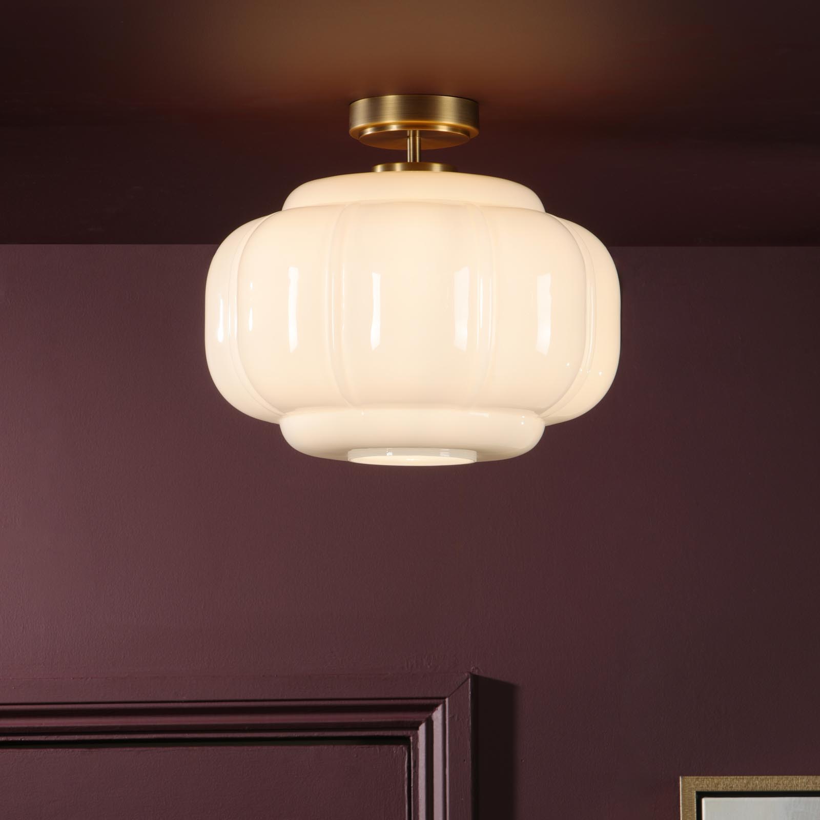 Sumitra Flush Antique Bronze and Opal Glass