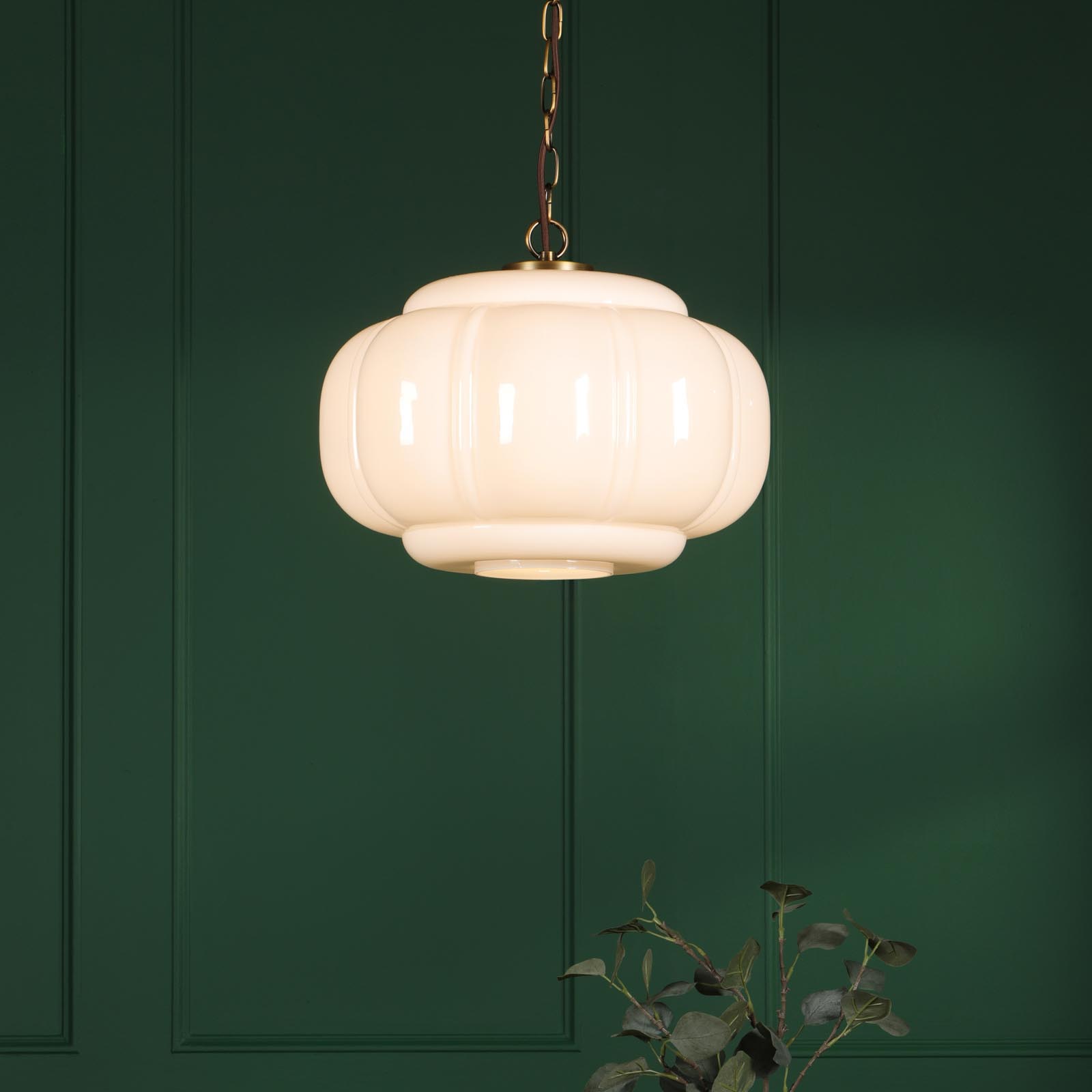 Sumitra Large Pendant Antique Bronze and Opal Glass