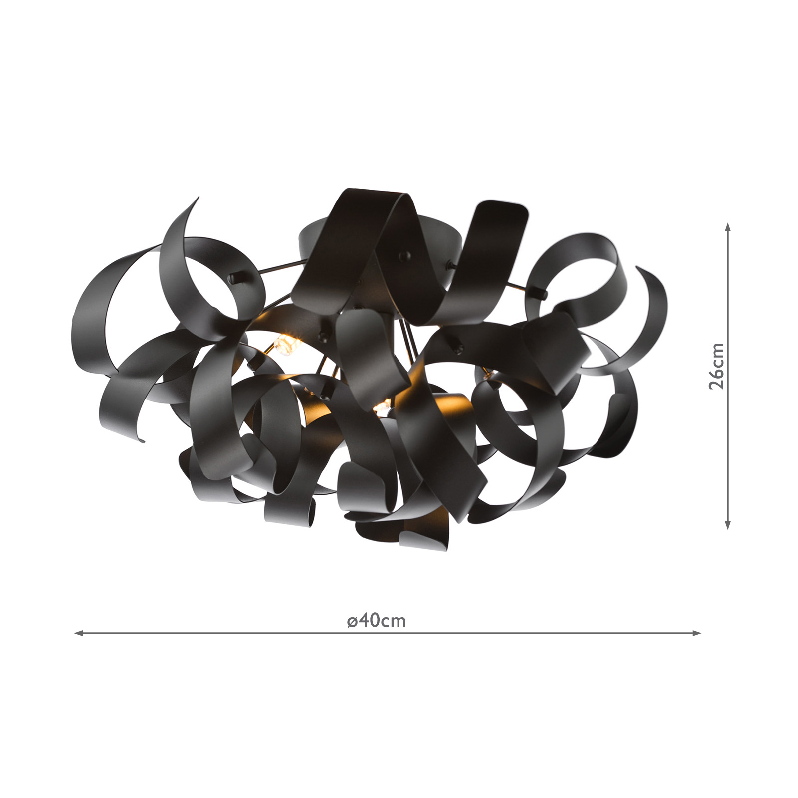 Swash 4 Light Flush Black With Black Ribbins