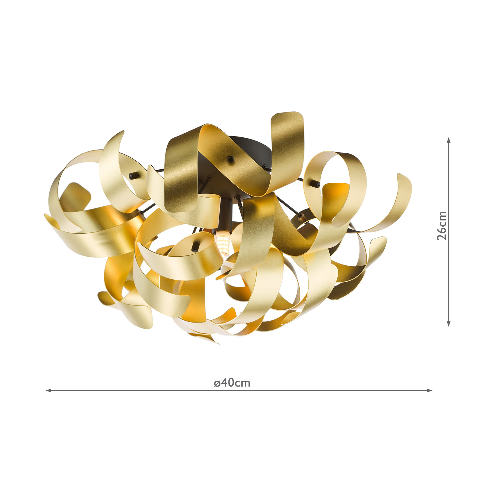 Swash 4 Light Flush Black With Gold Ribbons