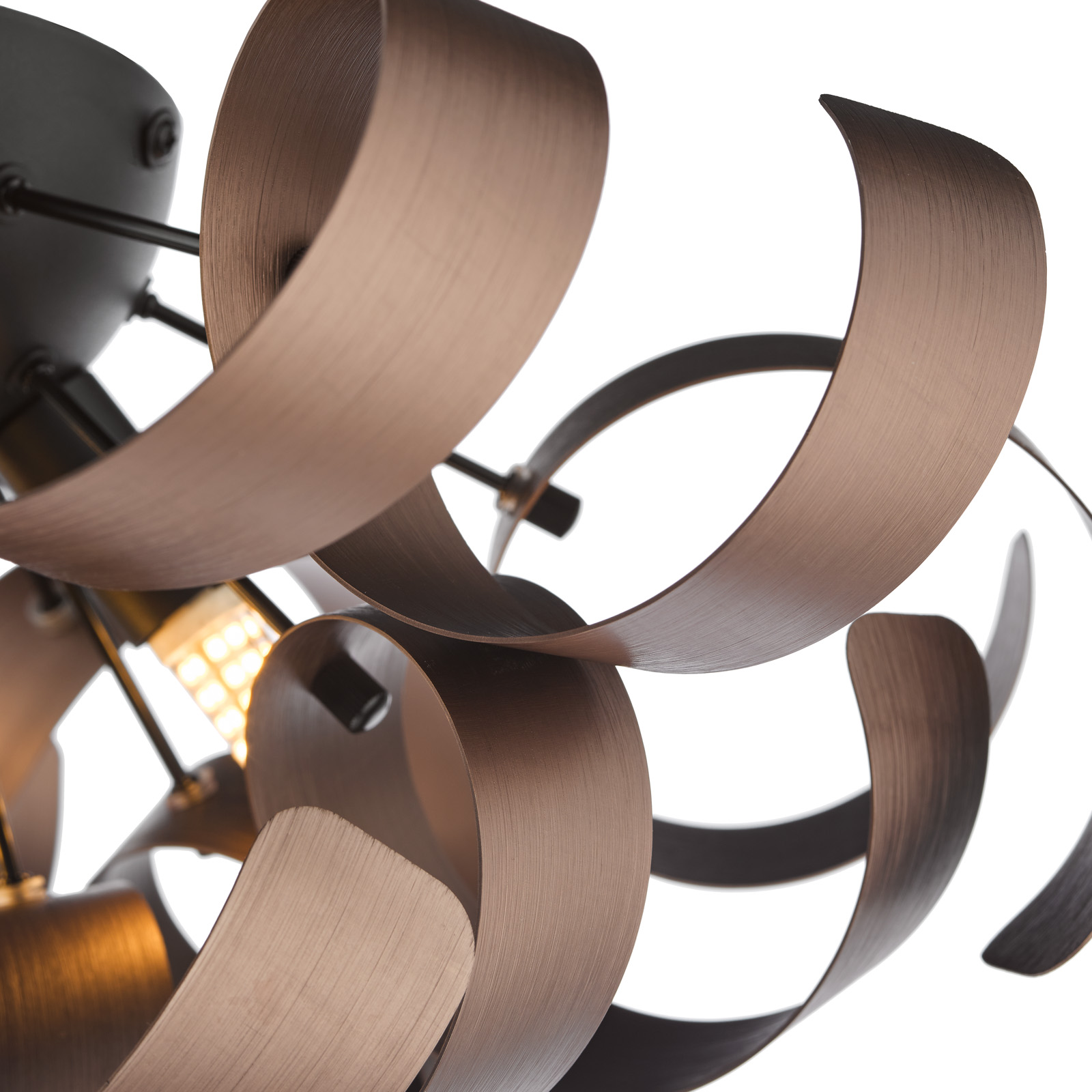 Swash 4 Light Flush Black With Copper Ribbons