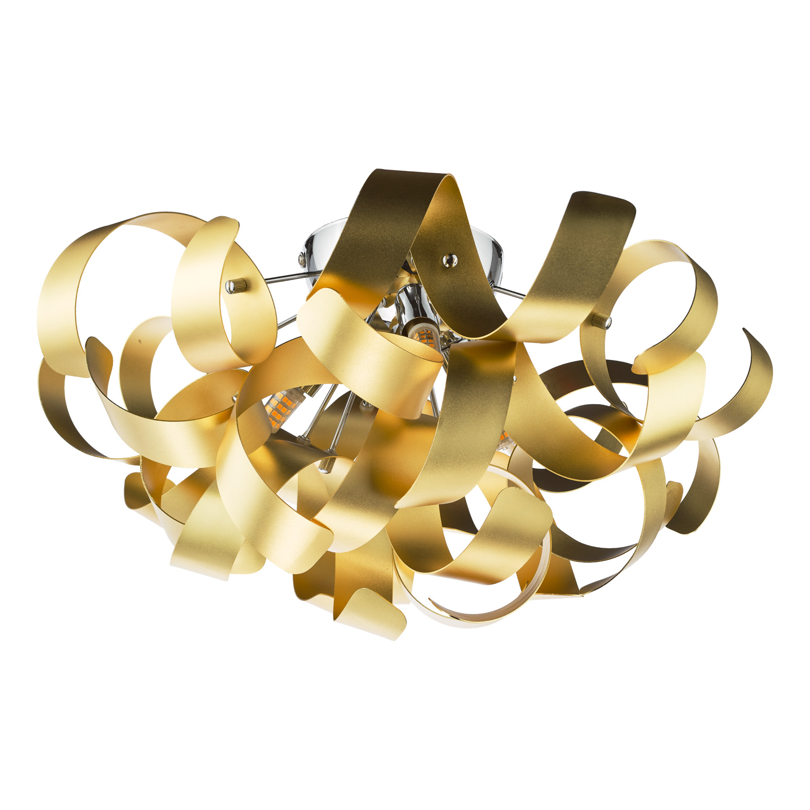 Swash 4 Light Flush Polished Chrome With Gold Ribbons