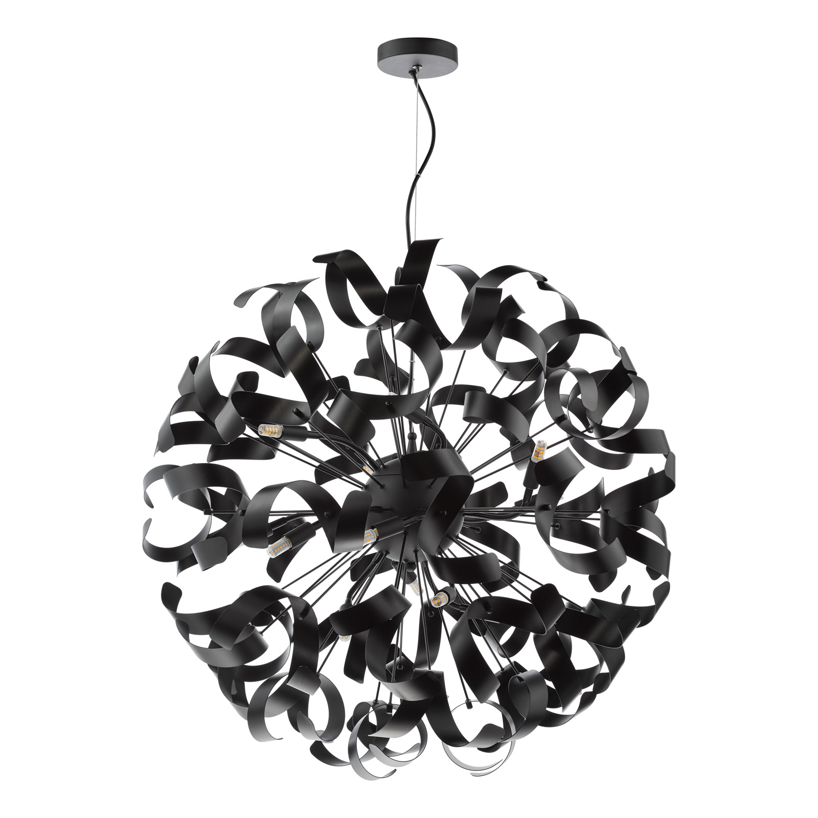 Swash 12 Light Pendant Matt Black and Satin Black
