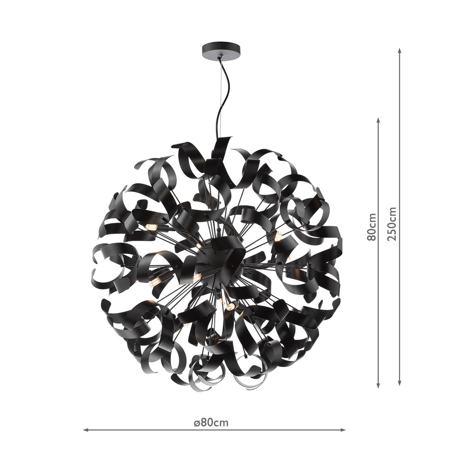 Swash 12 Light Pendant Matt Black and Satin Black