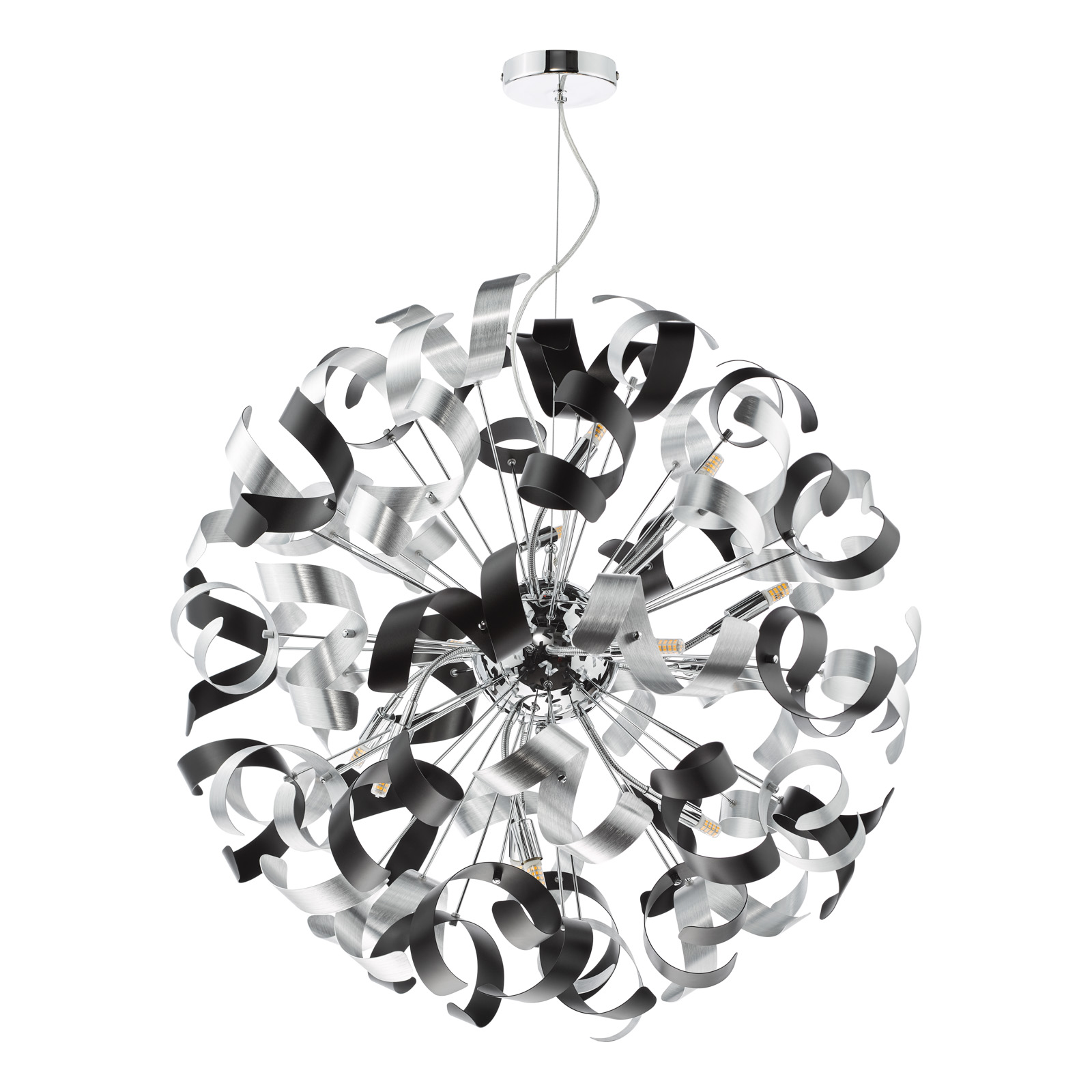 Swash 12 Light Pendant Polished Chrome and Brushed Aluminium