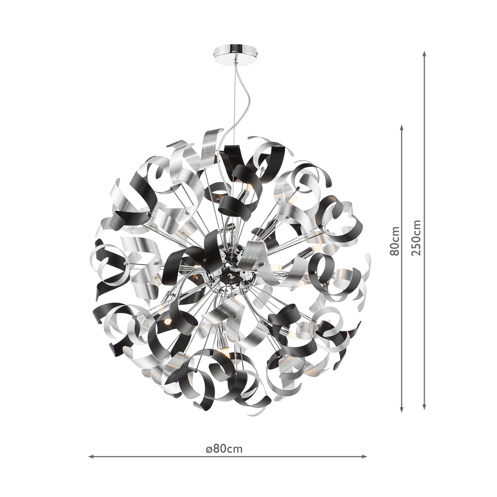 Swash 12 Light Pendant Polished Chrome and Brushed Aluminium