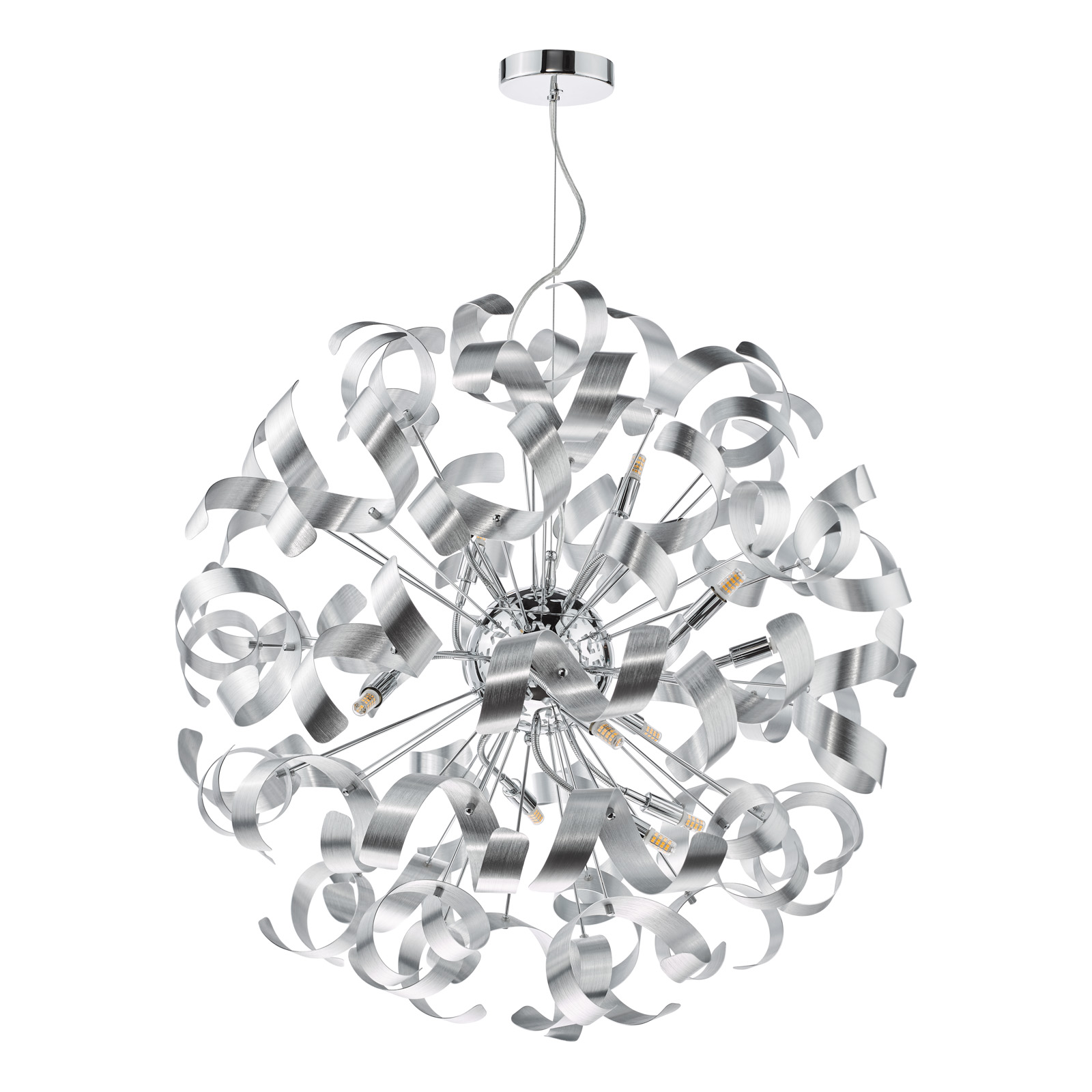 Swash 12 Light Pendant Polished Chrome and Brushed Aluminium